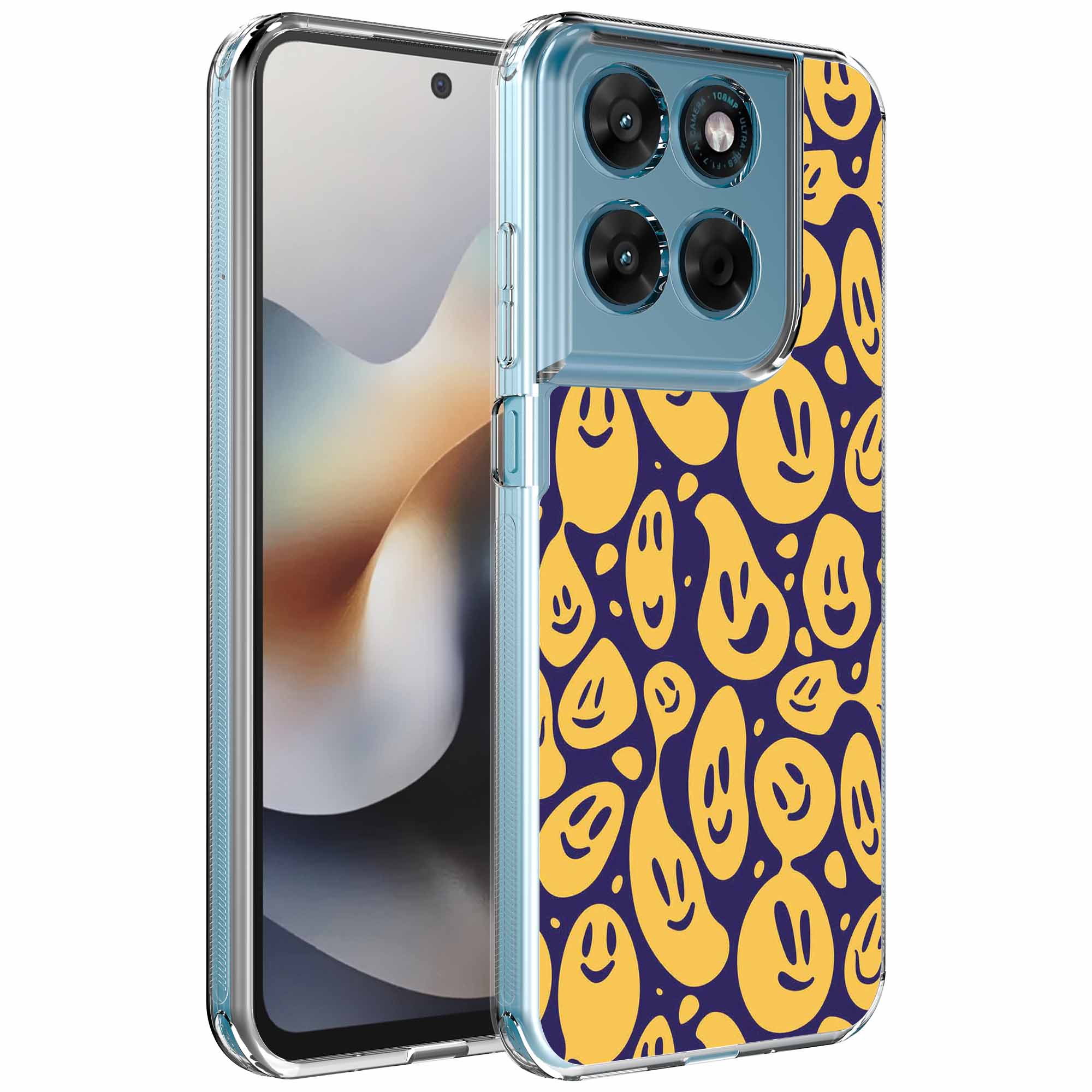 Smiley emoji opdruk_Motorola Moto G56 transparant telefoonhoesje (1)