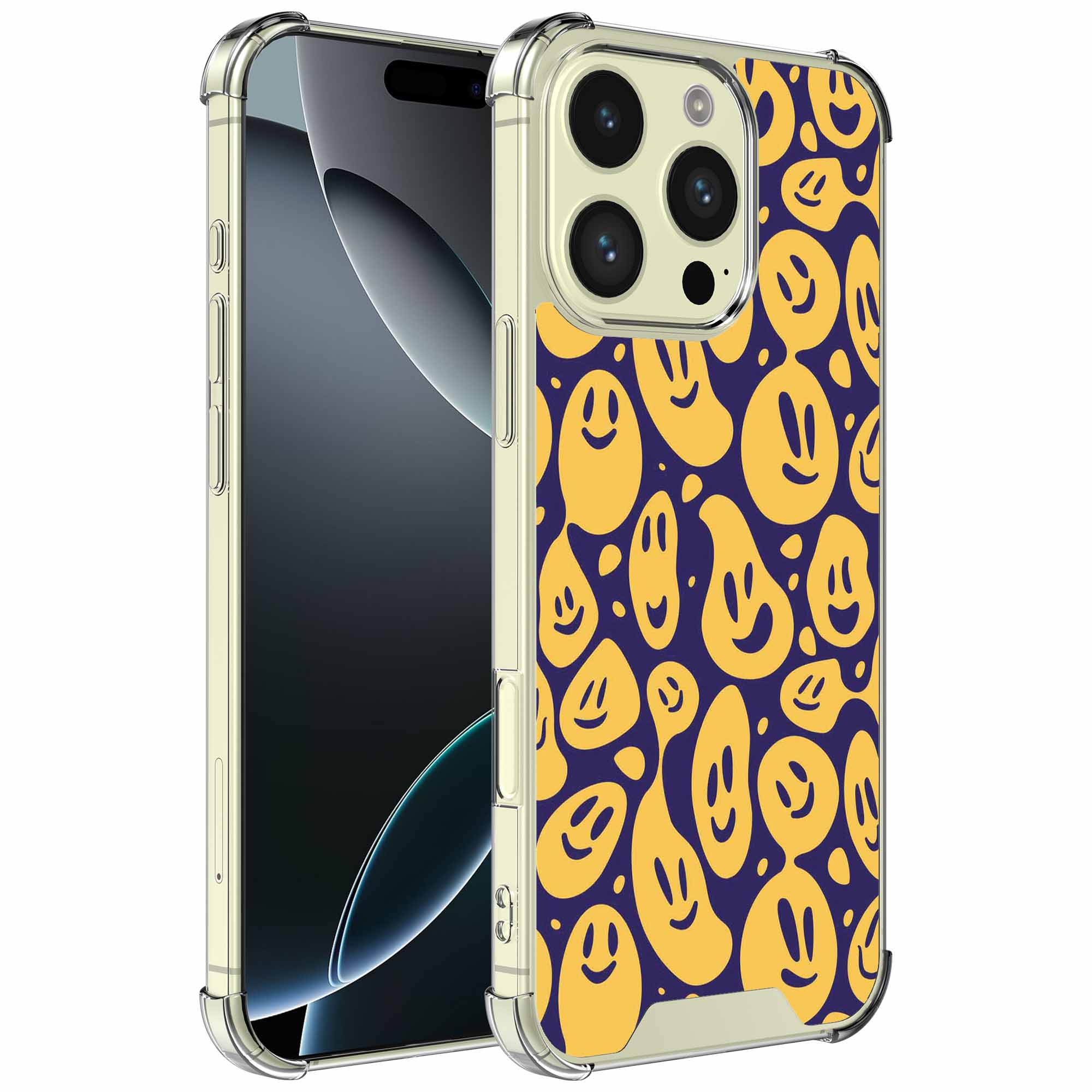Smiley emoji opdruk_iPhone 16 Pro Max transparant telefoonhoesje (1)