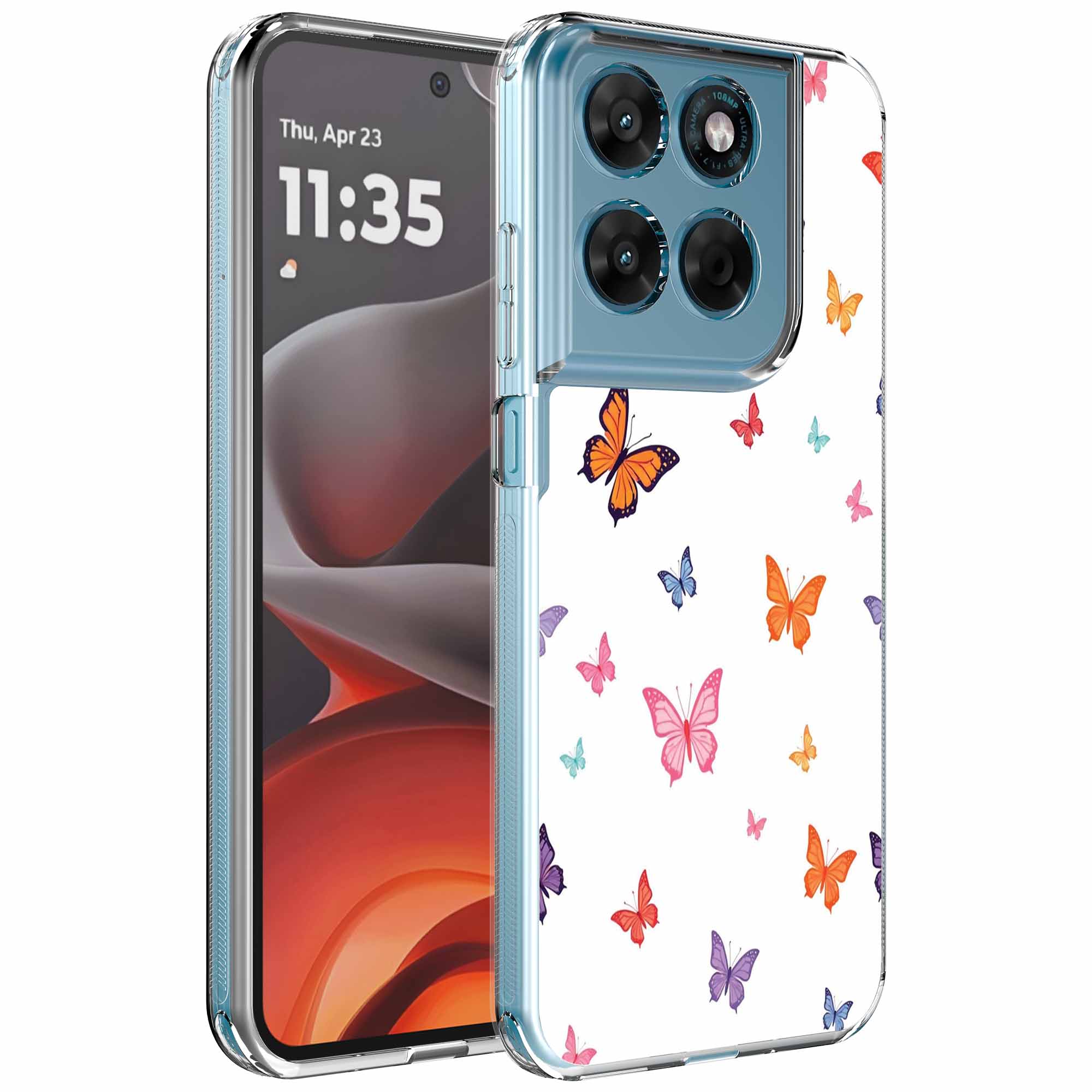 Vlinder opdruk_Motorola Moto G15 transparant telefoonhoesje (1)