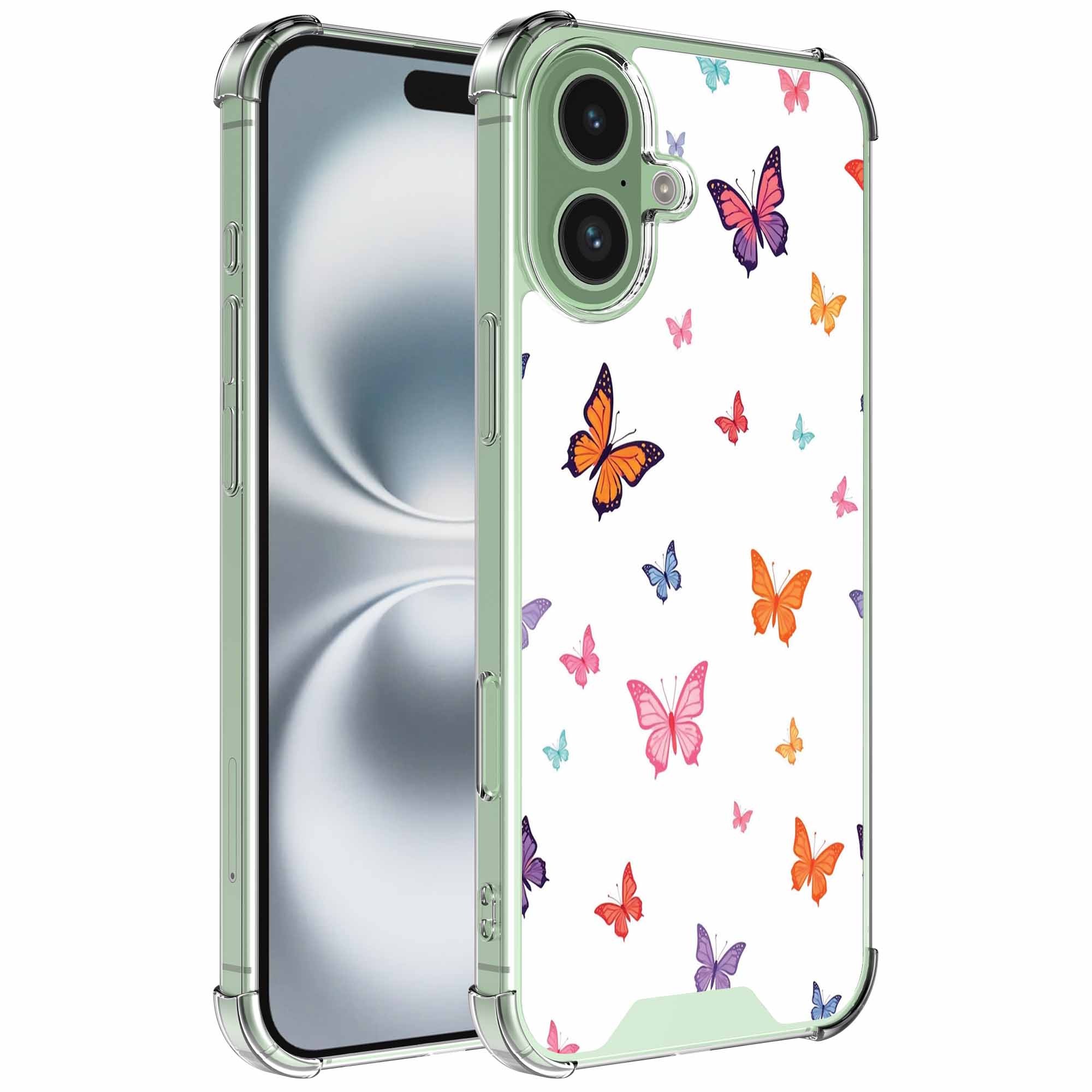 Vlinder opdruk_iPhone 16 Plus transparant telefoonhoesje (1)