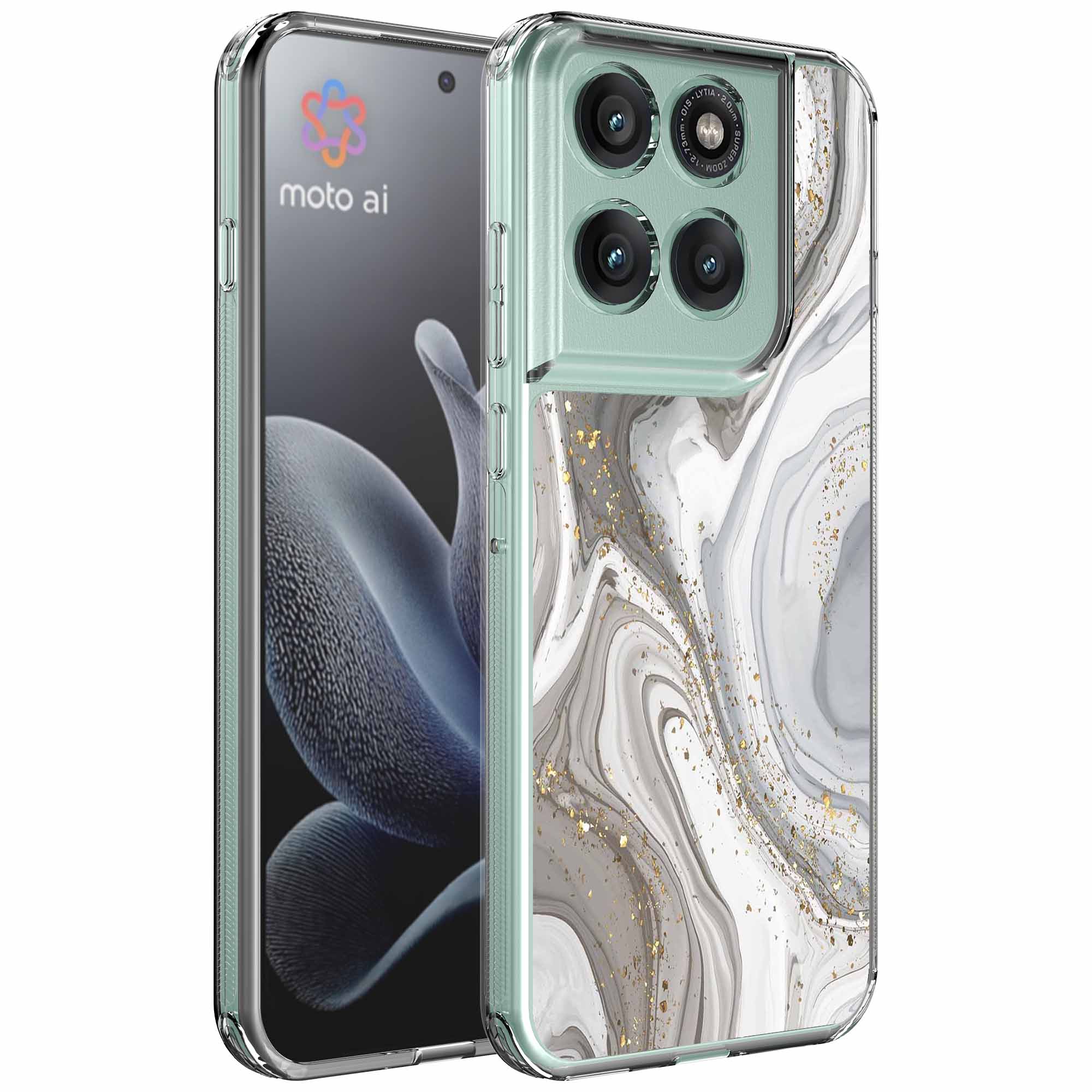 Zilver marmer opdruk_Motorola Edge 70 transparant telefoonhoesje (1)