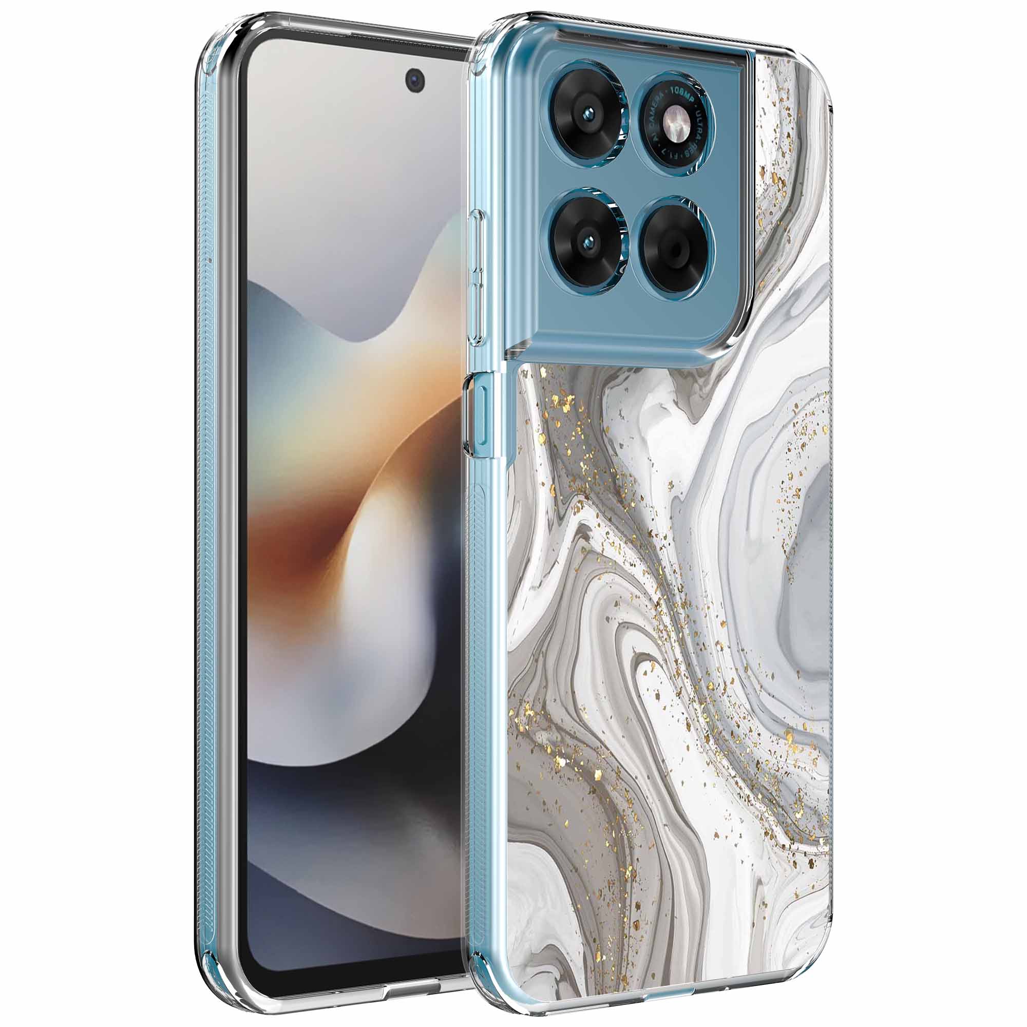 Zilver marmer opdruk_Motorola Moto G56 transparant telefoonhoesje (1)