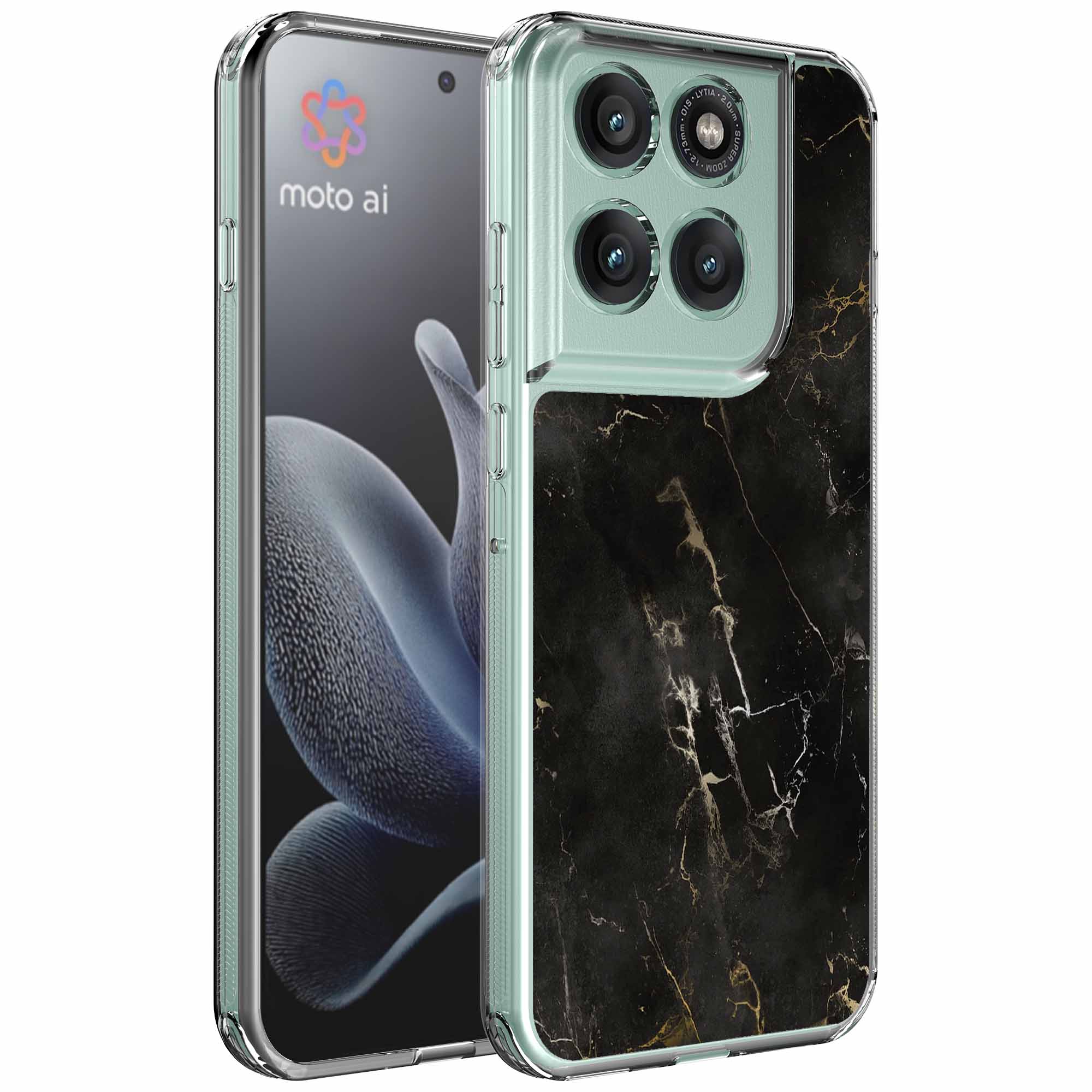 Zwart marmer opdruk_Motorola Edge 70 transparant telefoonhoesje (1)