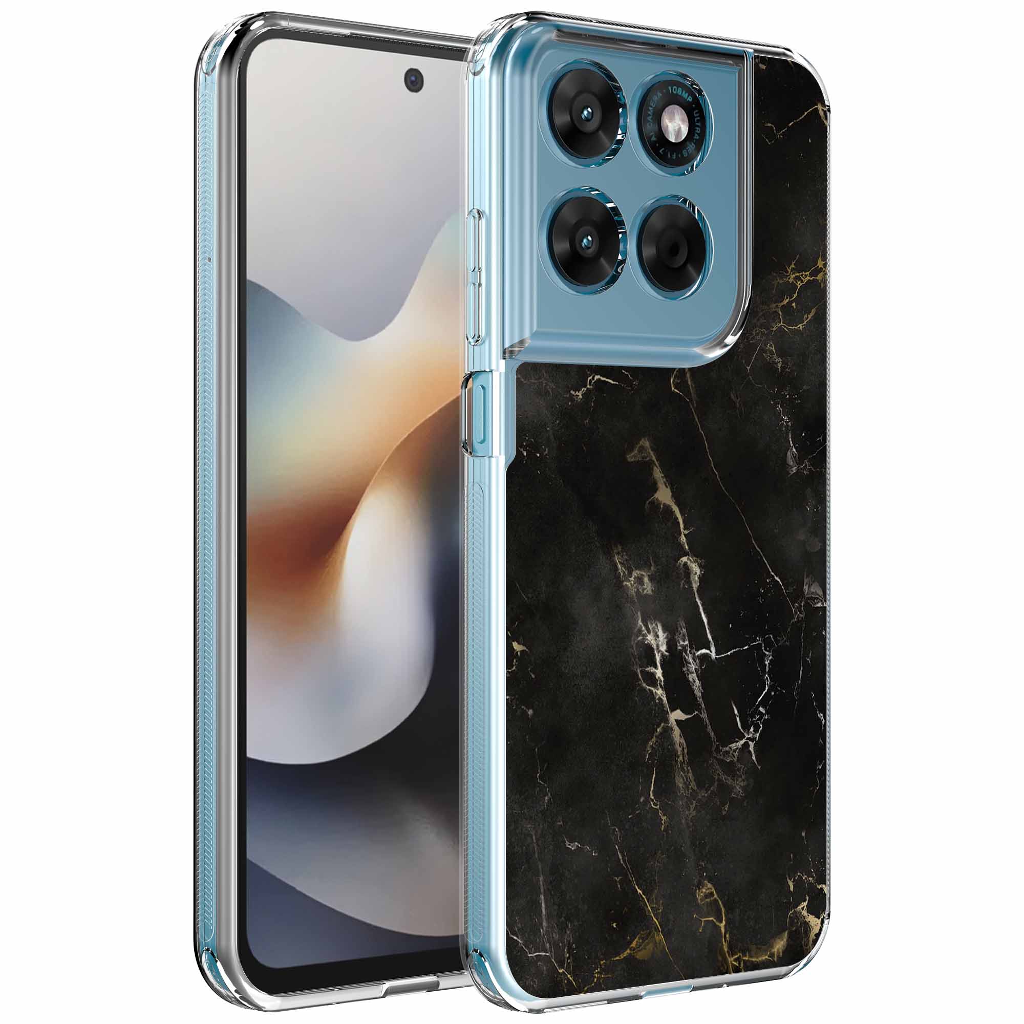 Zwart marmer opdruk_Motorola Moto G56 transparant telefoonhoesje (1)