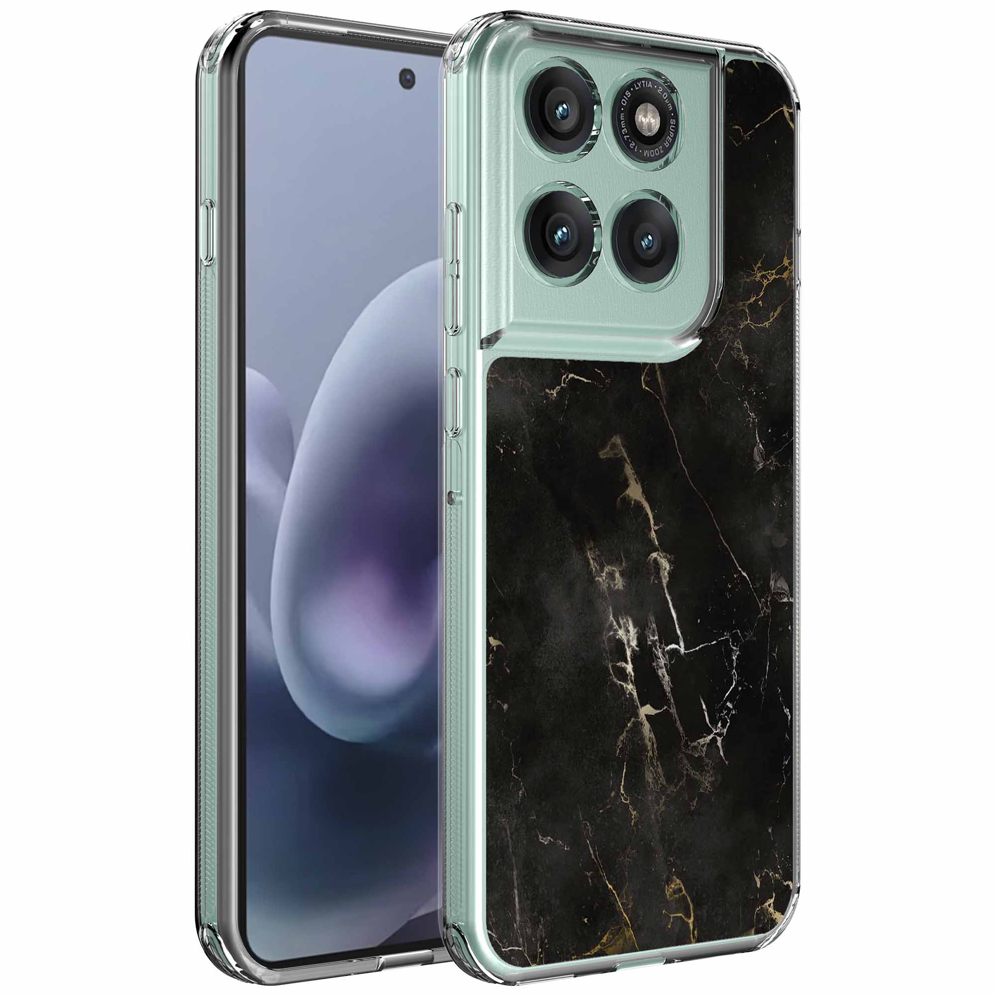 Zwart marmer opdruk_Motorola Moto G86 transparant telefoonhoesje (1)