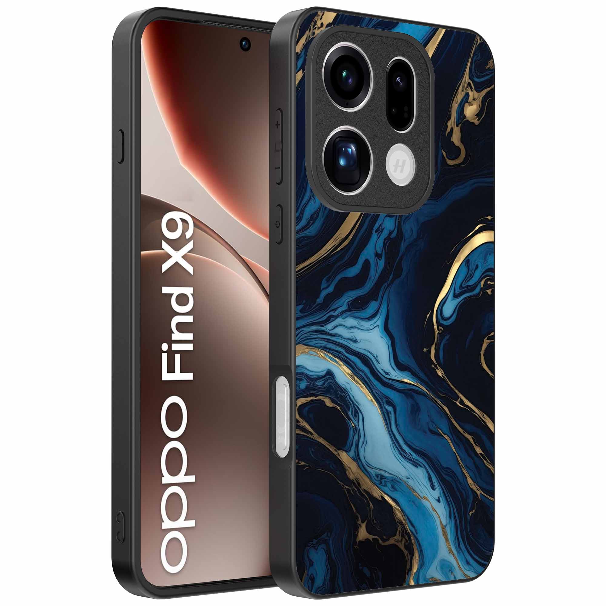 blauw goud marmer opdruk_Oppo Find X9 Telefoonhoesje (1)