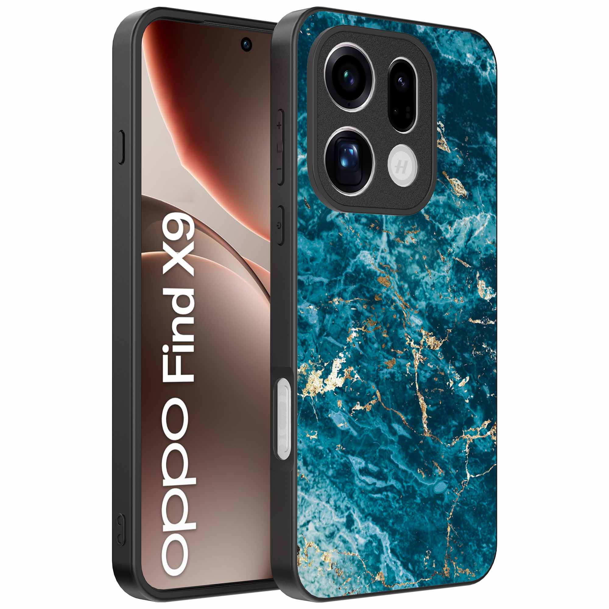blauw marmer opdruk_Oppo Find X9 Telefoonhoesje (1)