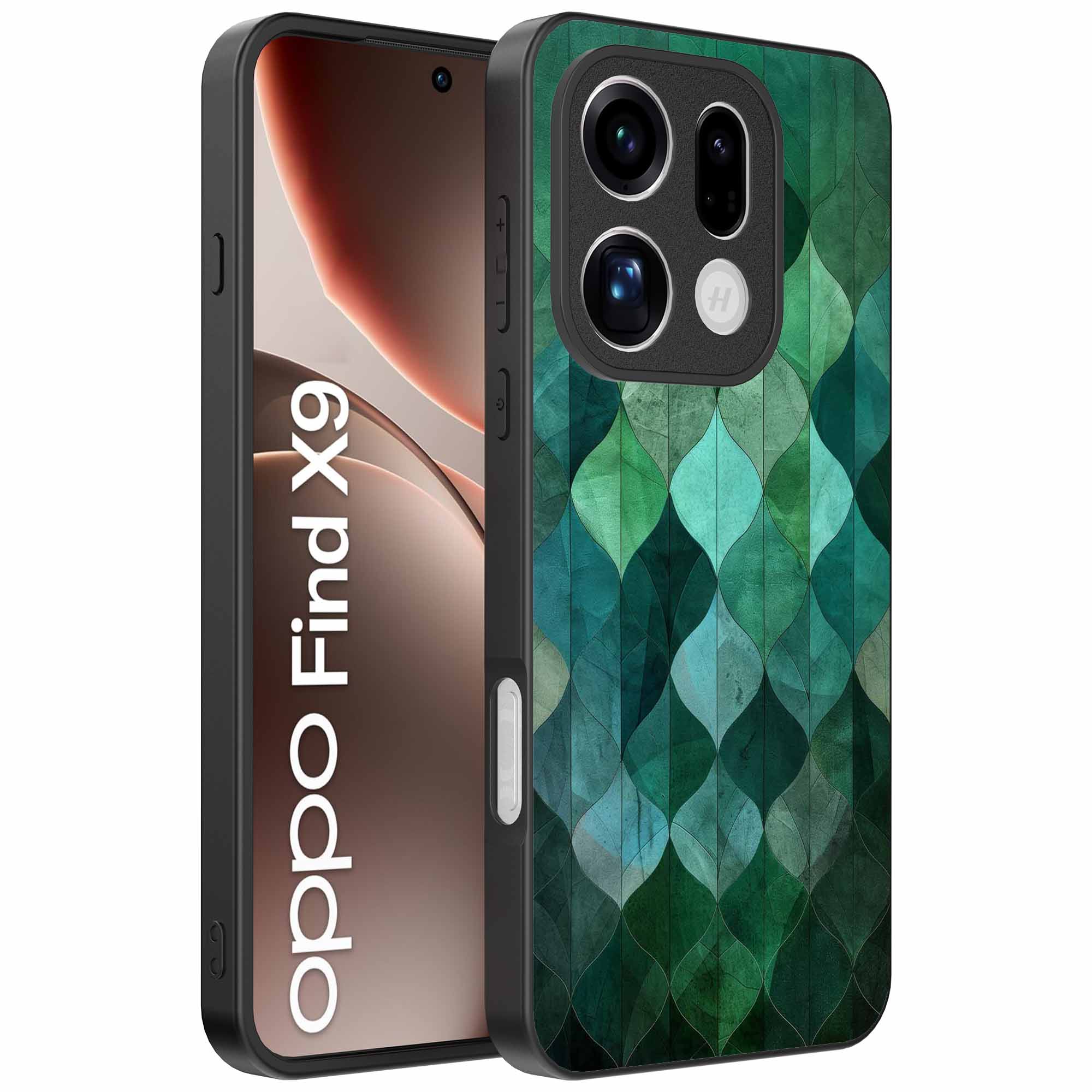 groene bladeren opdruk_Oppo Find X9 Telefoonhoesje (1)