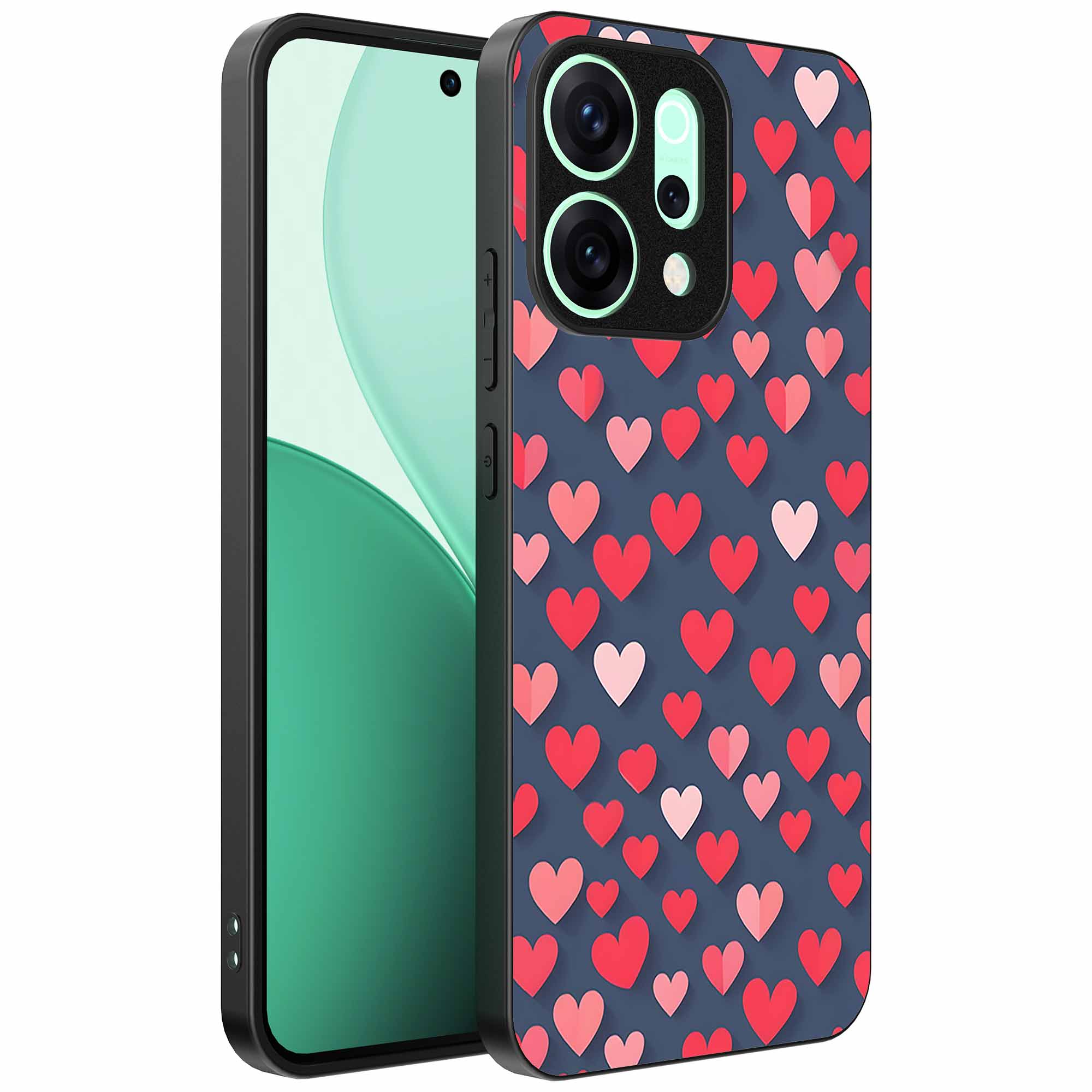 kleine roze en rode hartjes opdruk_Oppo Reno 15 Telefoonhoesje (1)