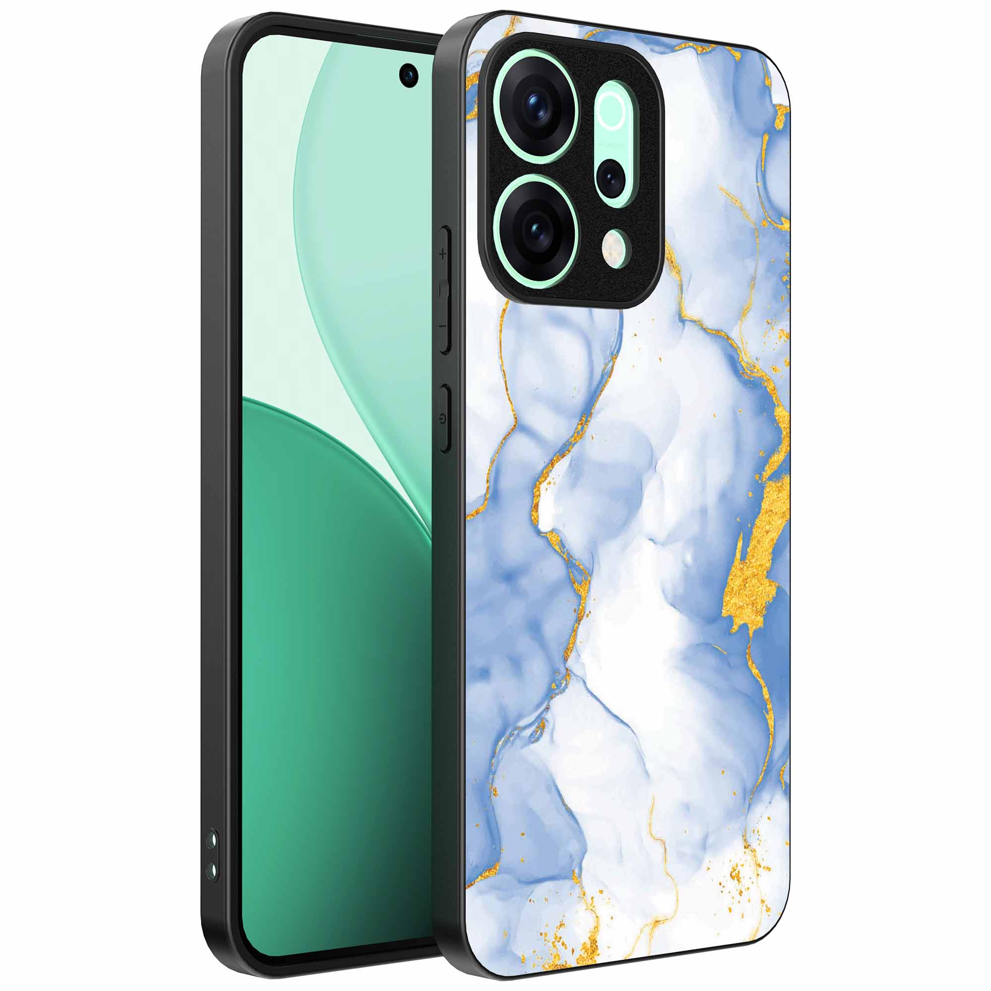 lichtblauw goud marmer opdruk_Oppo Reno 15 Telefoonhoesje (1)