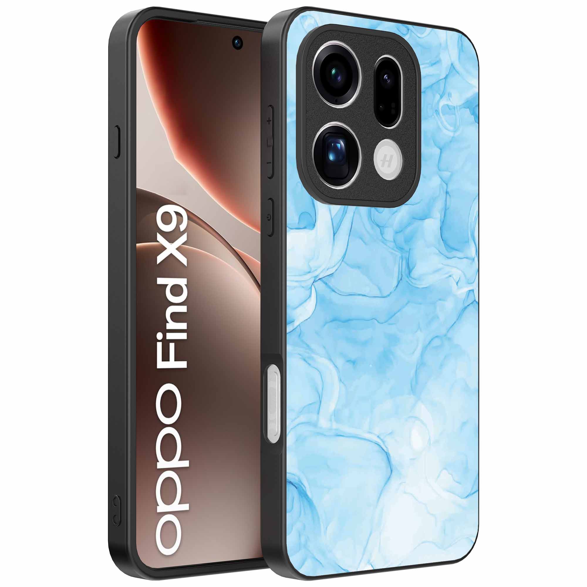 lichtblauw marmer opdruk_Oppo Find X9 Telefoonhoesje (1)