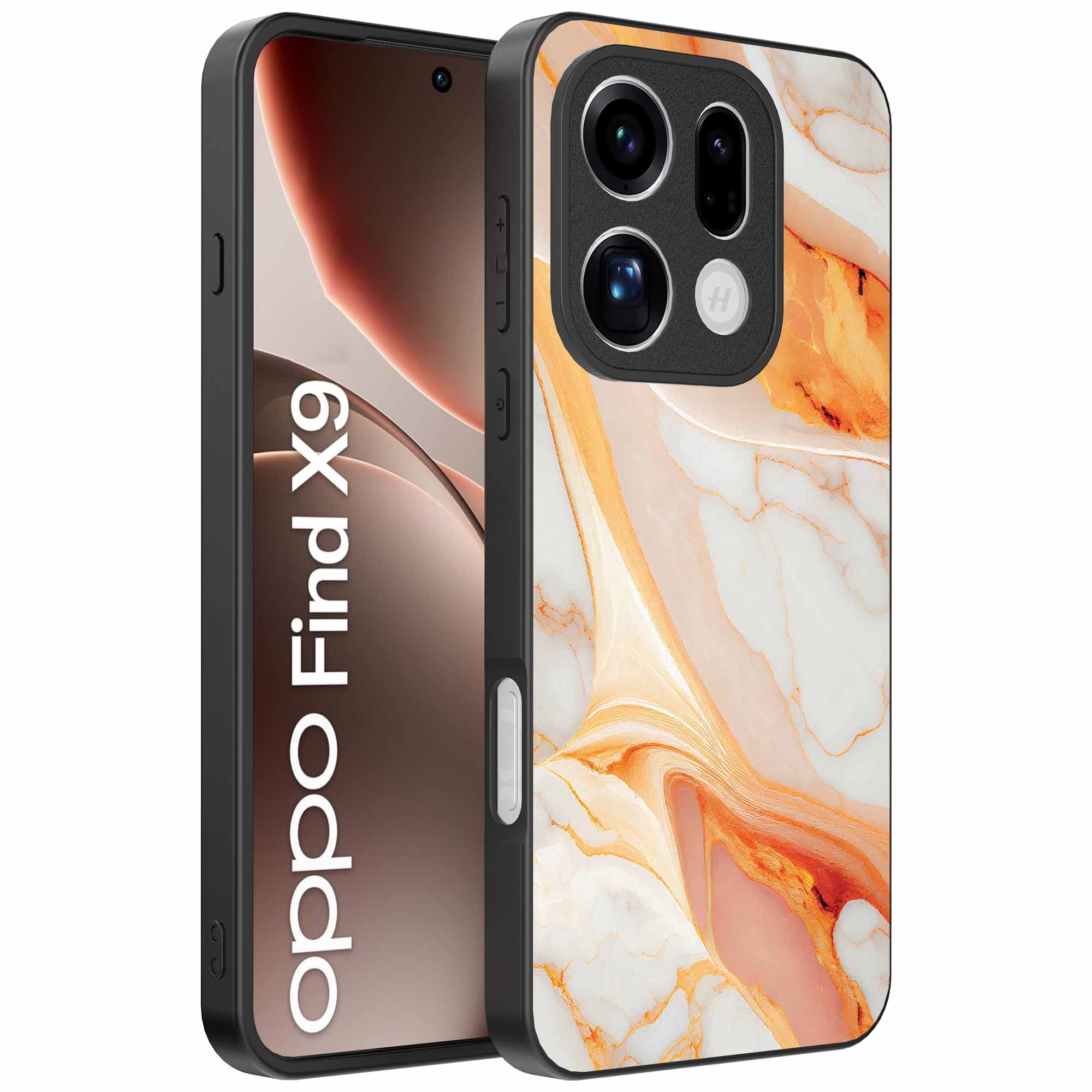 oranje marmer opdruk_Oppo Find X9 Telefoonhoesje (1)