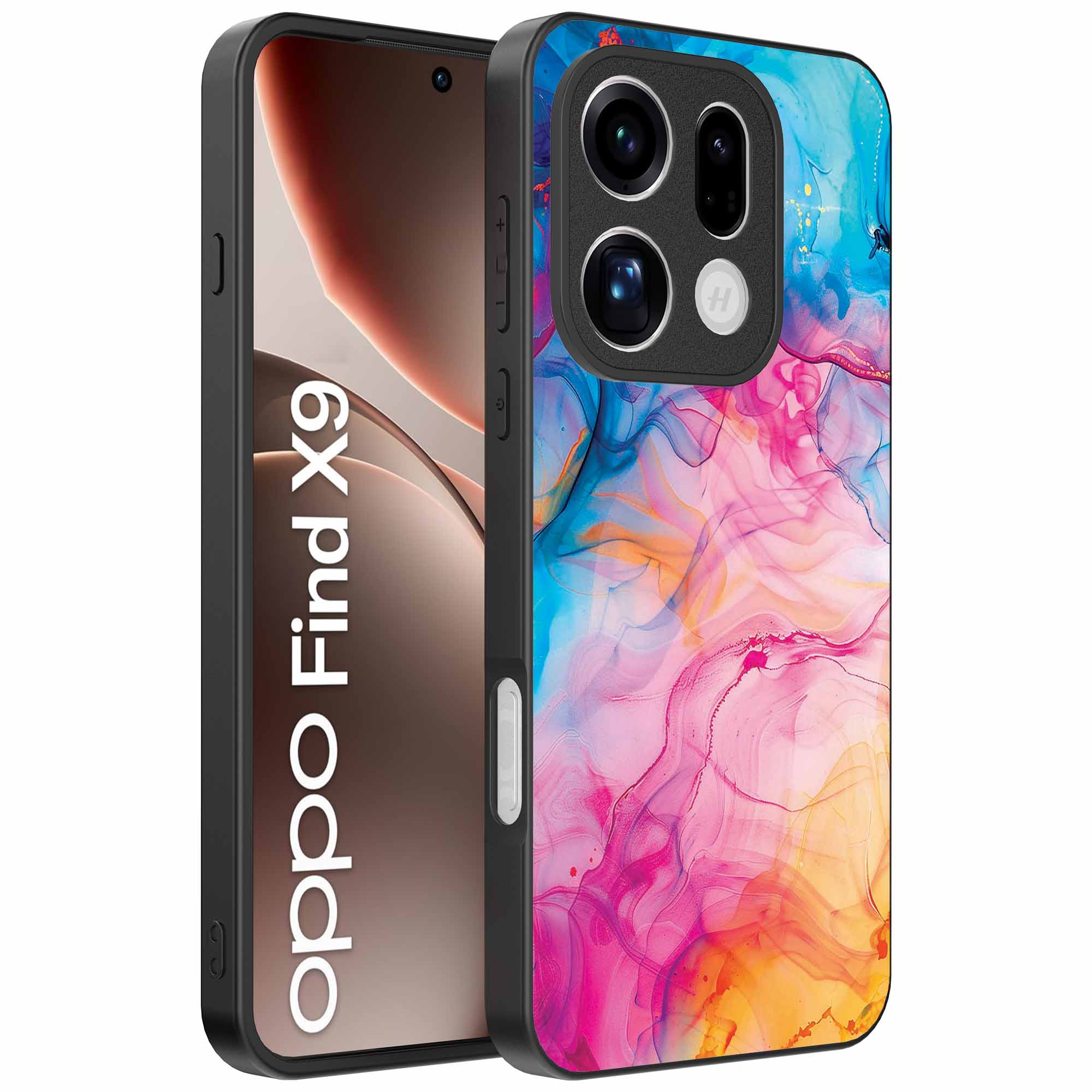 regenboog acryl marmer opdruk_Oppo Find X9 Telefoonhoesje (1)