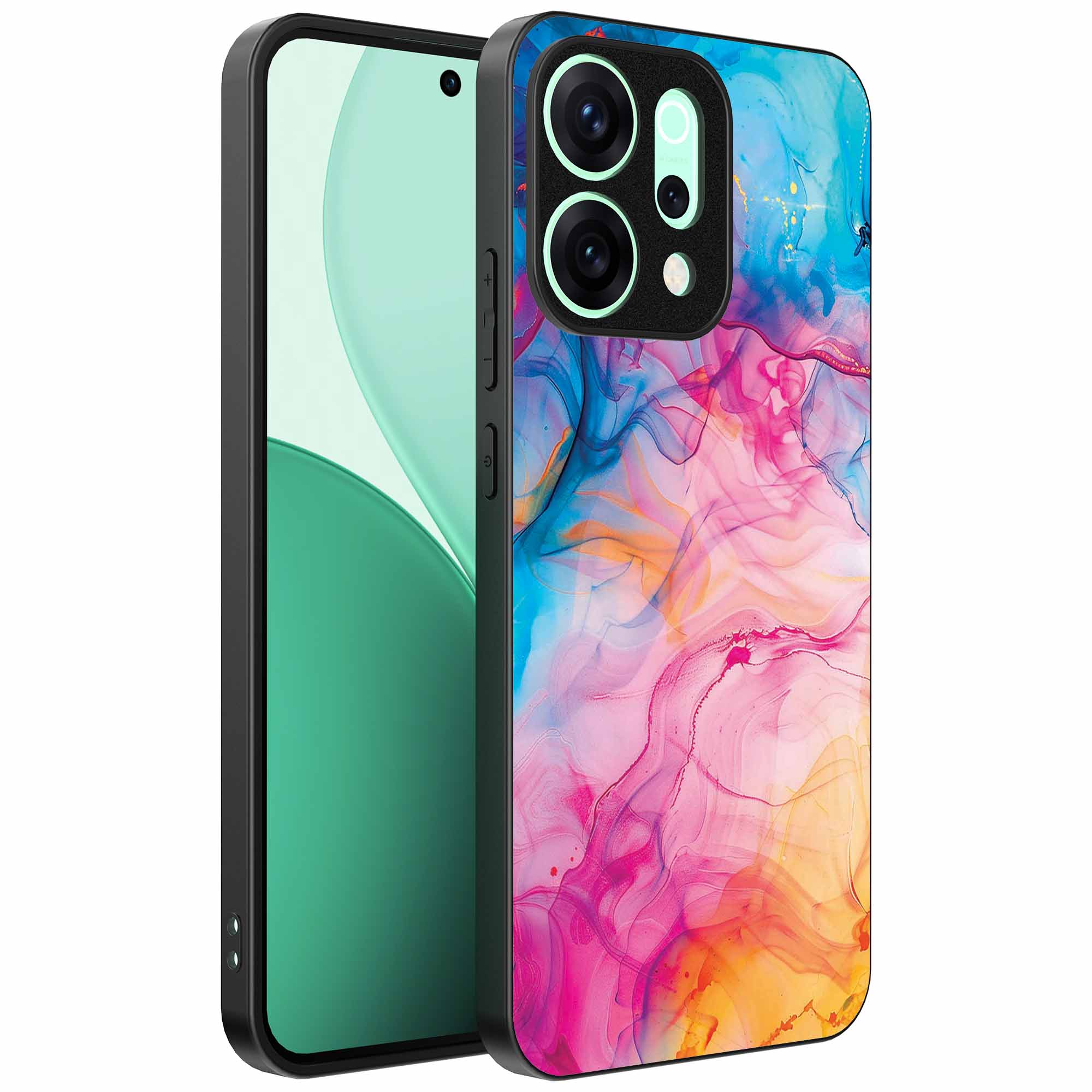 regenboog acryl marmer opdruk_Oppo Reno 15 Telefoonhoesje (1)