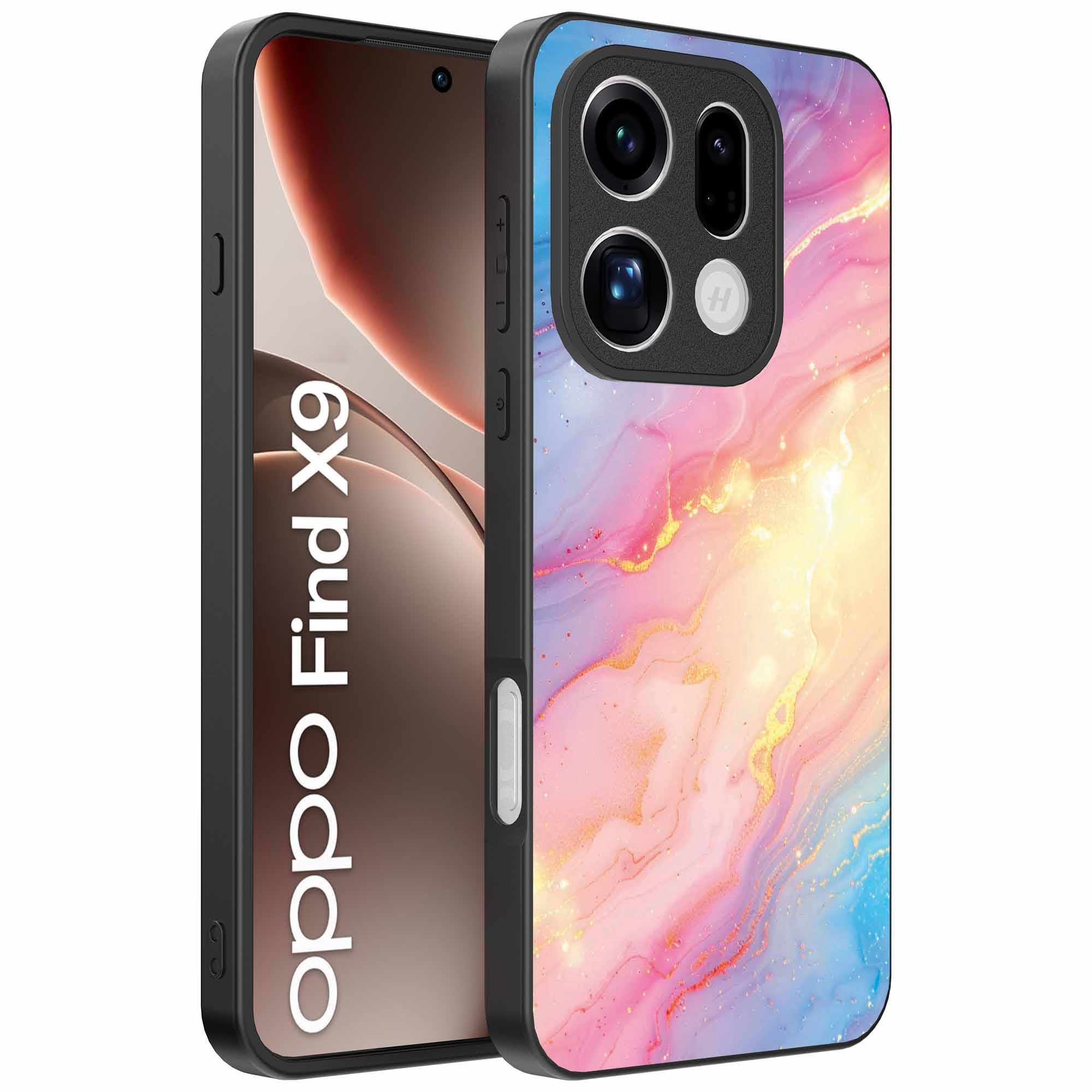 regenboog glitter marmer opdruk_Oppo Find X9 Telefoonhoesje (1)