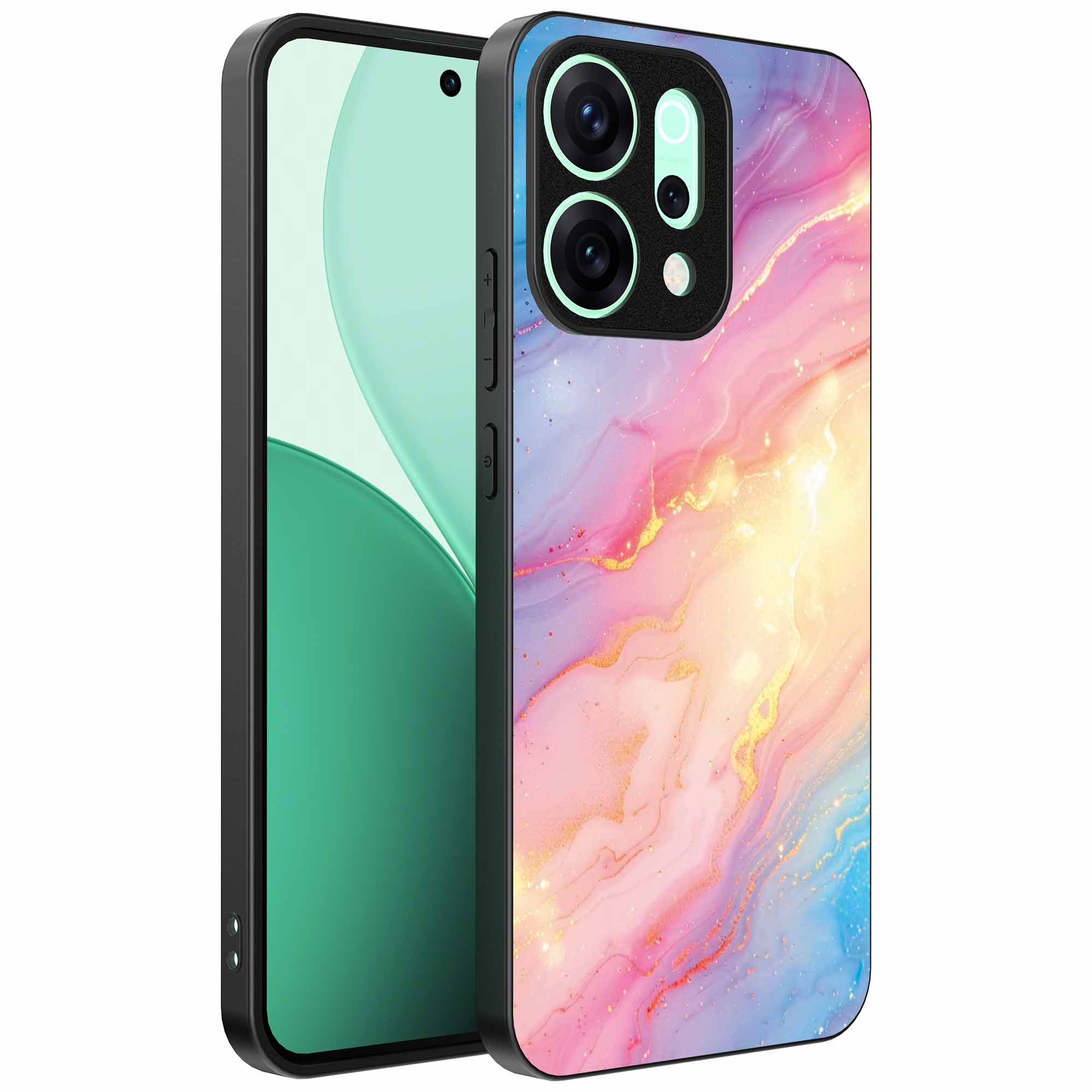 regenboog glitter marmer opdruk_Oppo Reno 15 Telefoonhoesje (1)