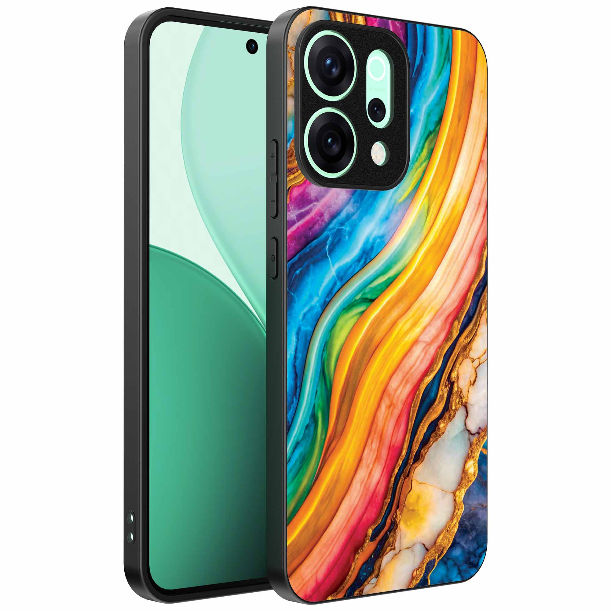 regenboog goud marmer opdruk_Oppo Reno 15 Telefoonhoesje (1)