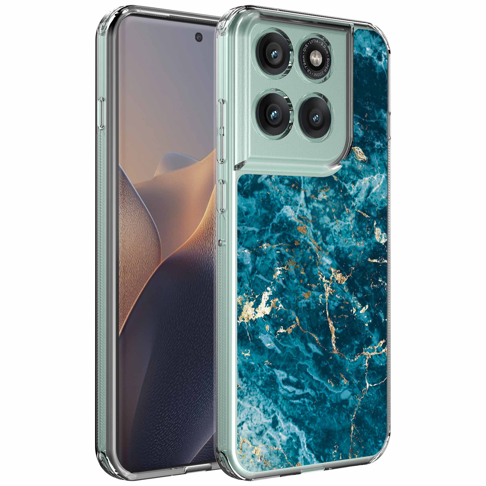 Blauw goud marmer opdruk_Motorola Edge 60 Fusion transparant telefoonhoesje (1)