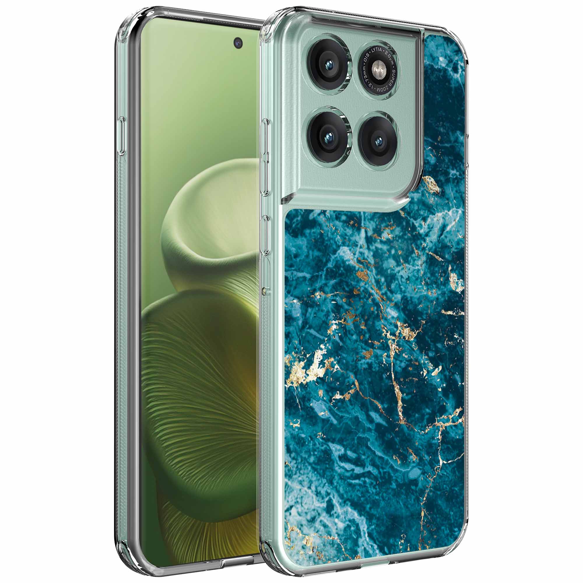 Blauw goud marmer opdruk_Motorola Edge 60 transparant telefoonhoesje (1)