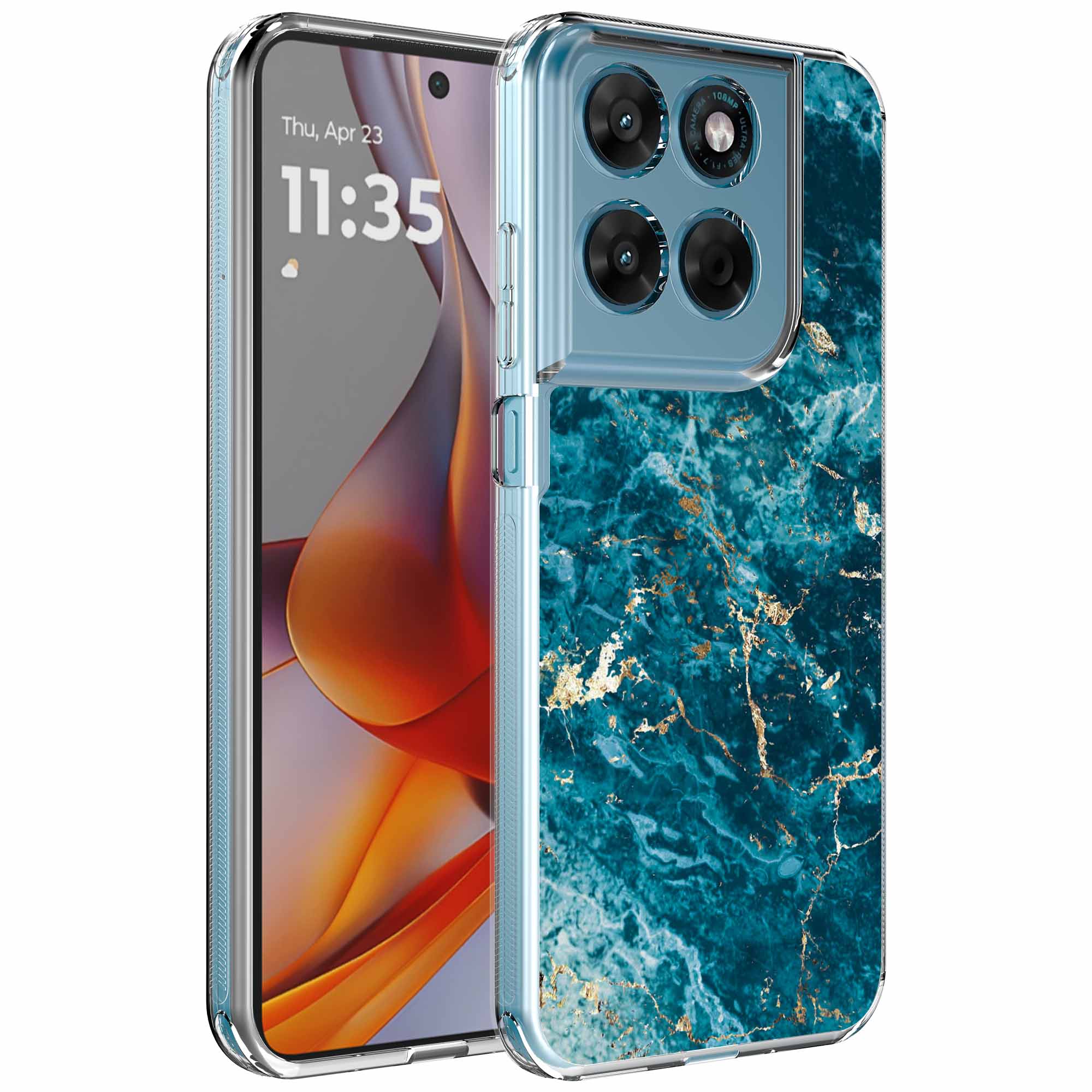 Blauw goud marmer opdruk_Motorola Moto G75 transparant telefoonhoesje (1)