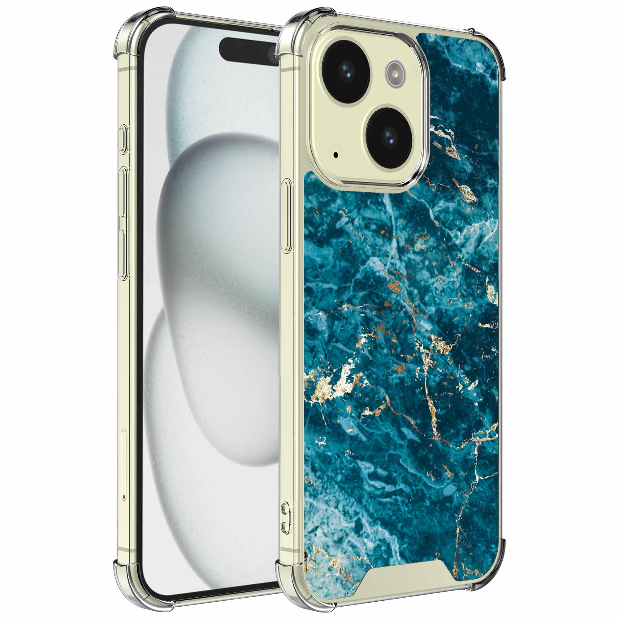 Blauw goud marmer opdruk_iPhone 15 transparant telefoonhoesje (1)