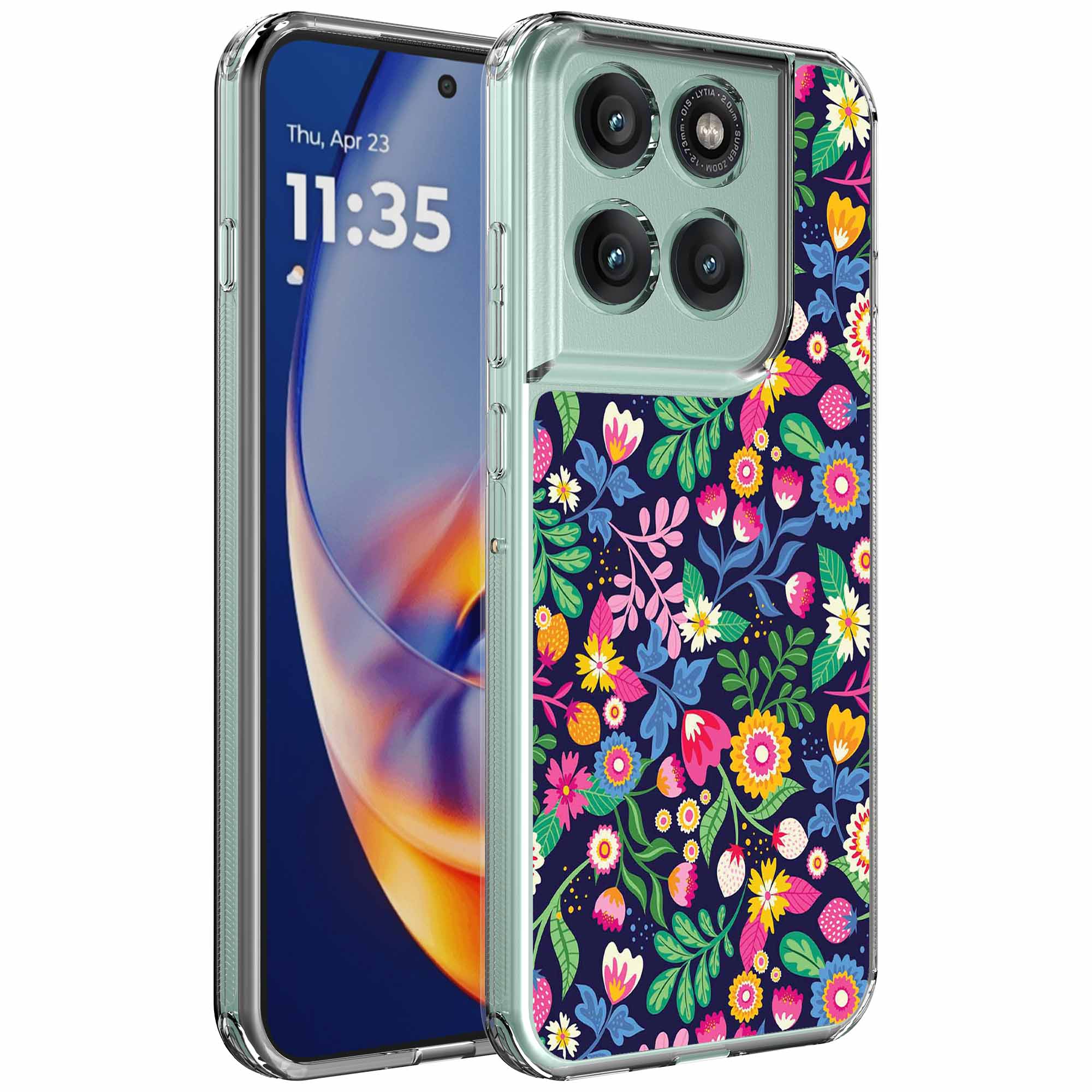 Bloemen opdruk_Motorola Edge 50 Neo transparant telefoonhoesje (1)