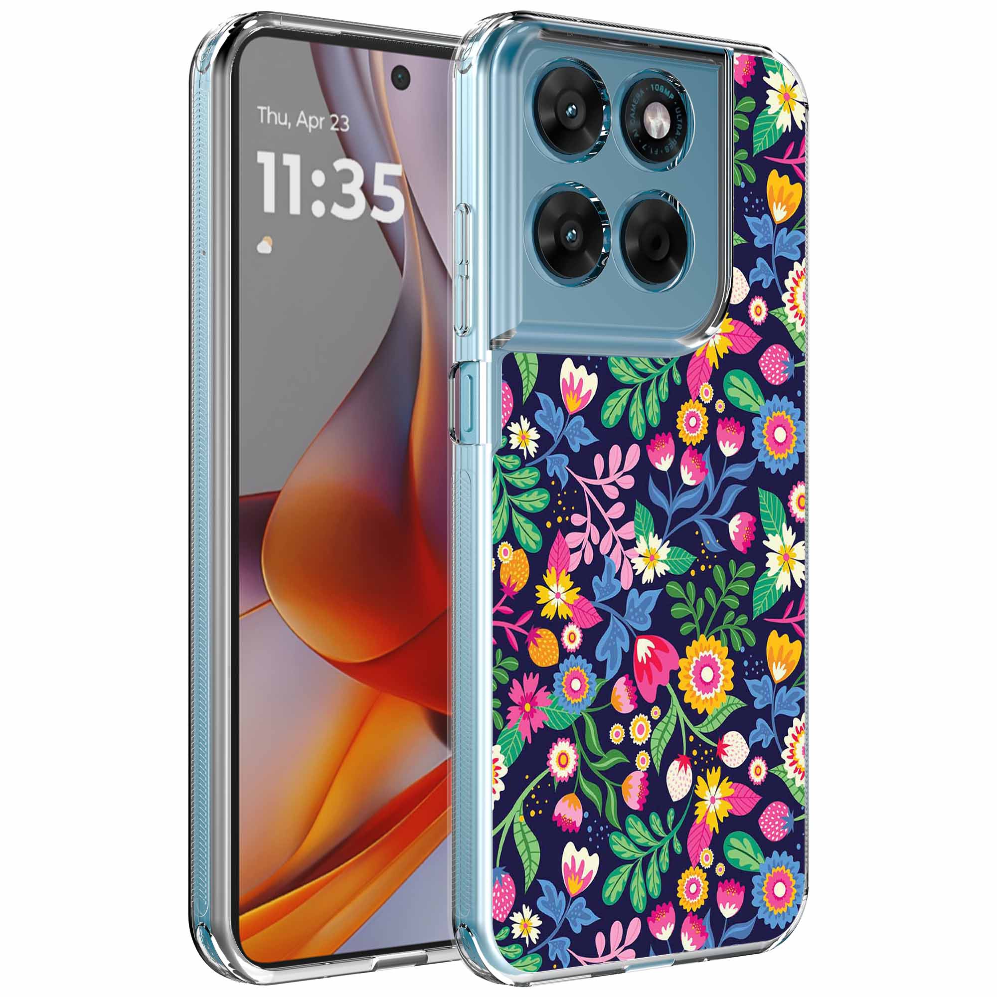 Bloemen opdruk_Motorola Moto G75 transparant telefoonhoesje (1)