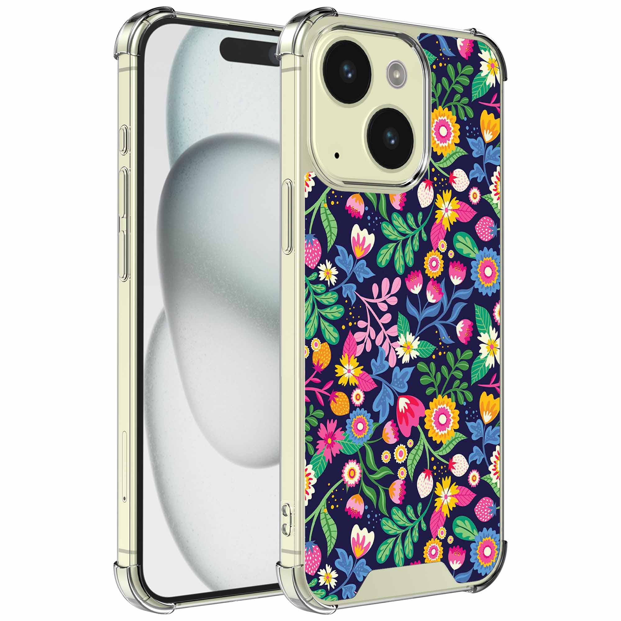 Bloemen opdruk_iPhone 15 transparant telefoonhoesje (1)