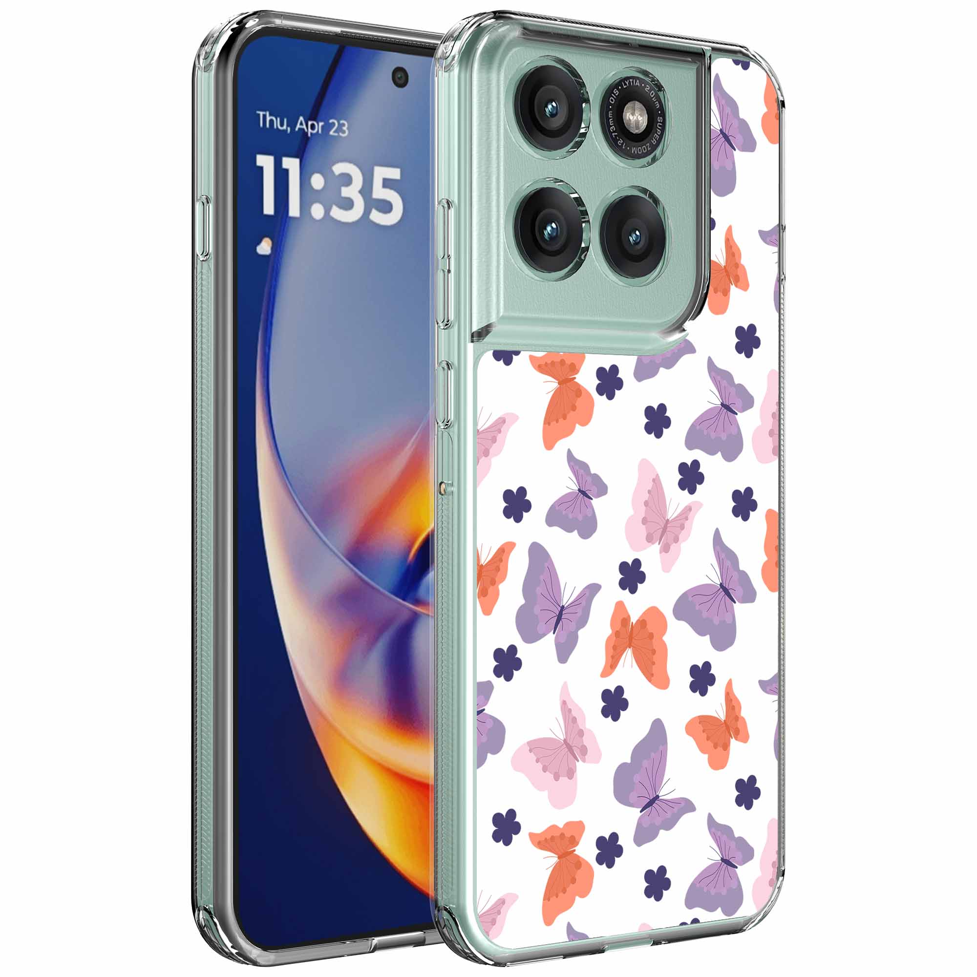 Gekleurde vlinder opdruk_Motorola Edge 50 Neo transparant telefoonhoesje (1)