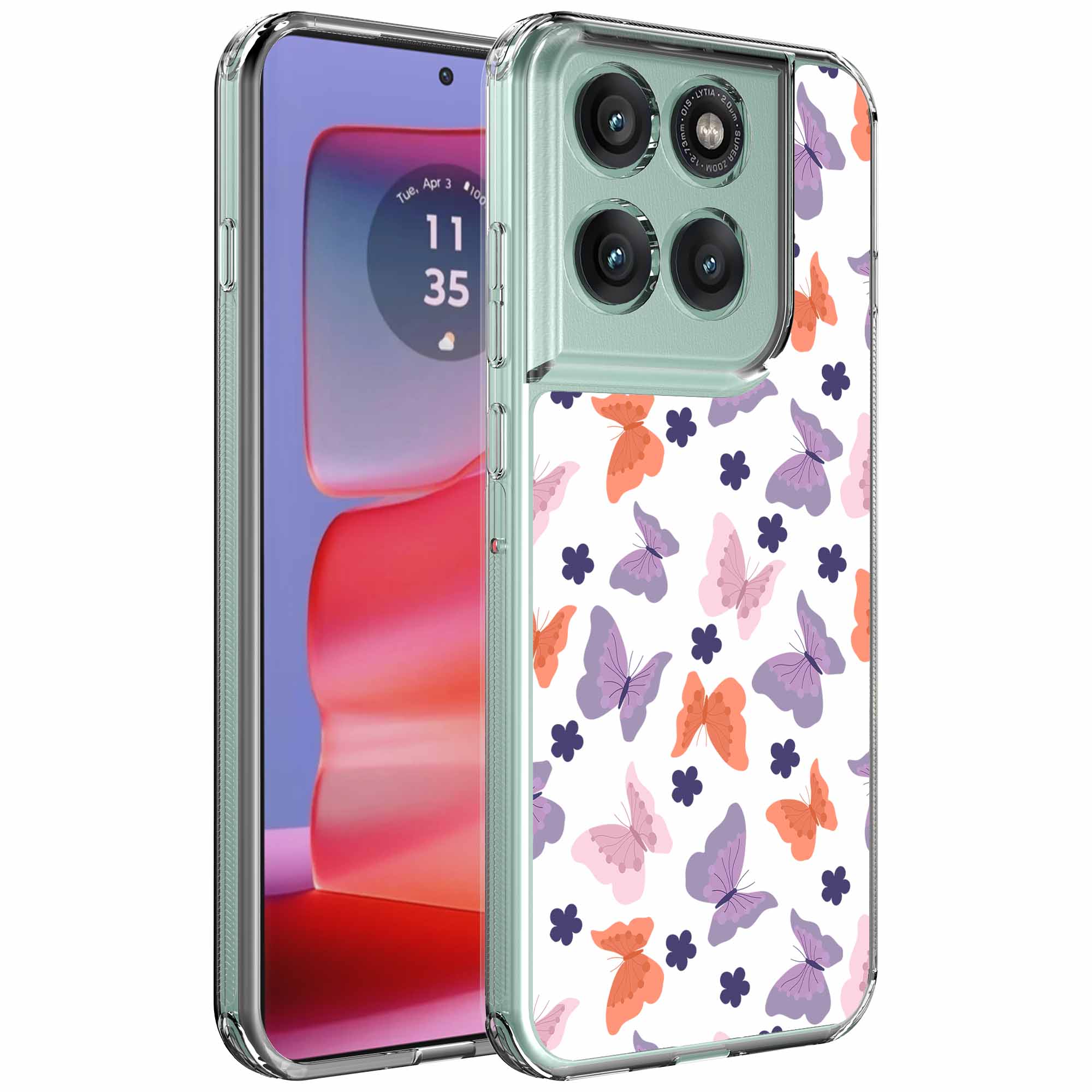 Gekleurde vlinder opdruk_Motorola Edge 50 Pro transparant telefoonhoesje (1)