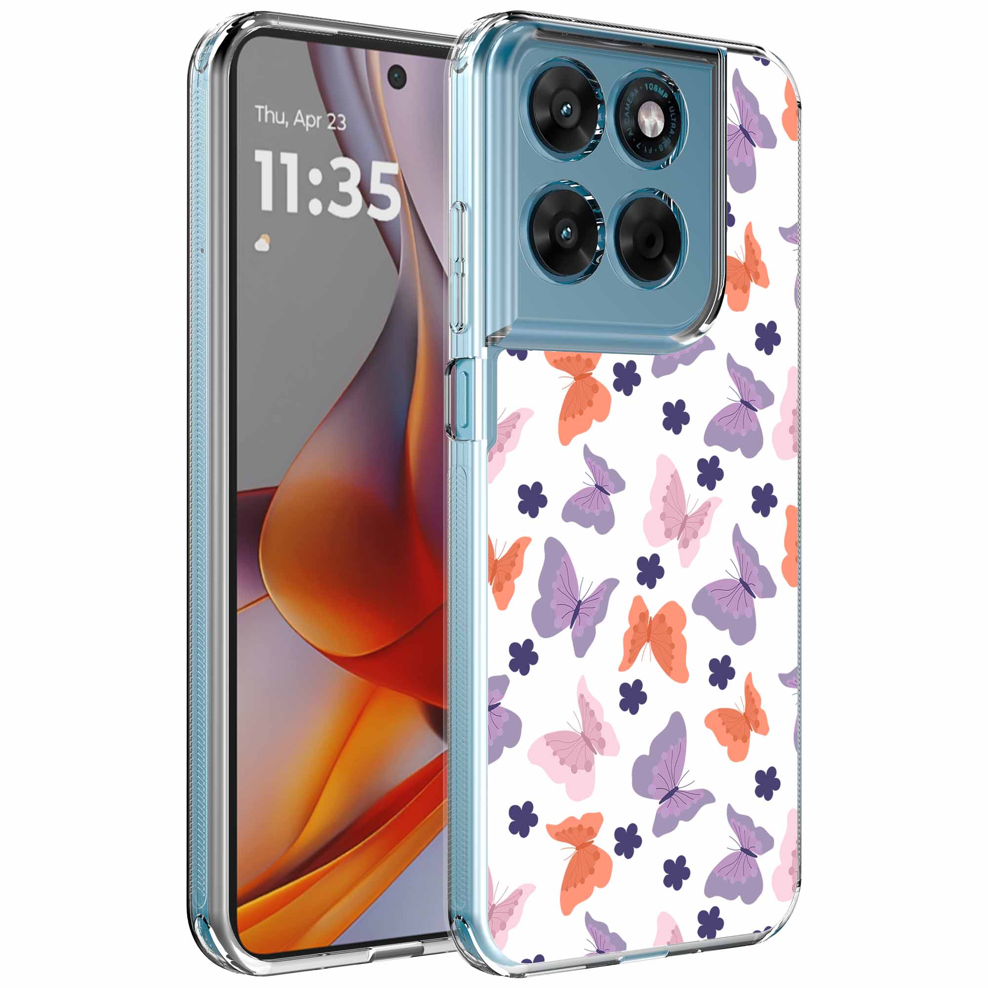 Gekleurde vlinder opdruk_Motorola Moto G75 transparant telefoonhoesje (1)