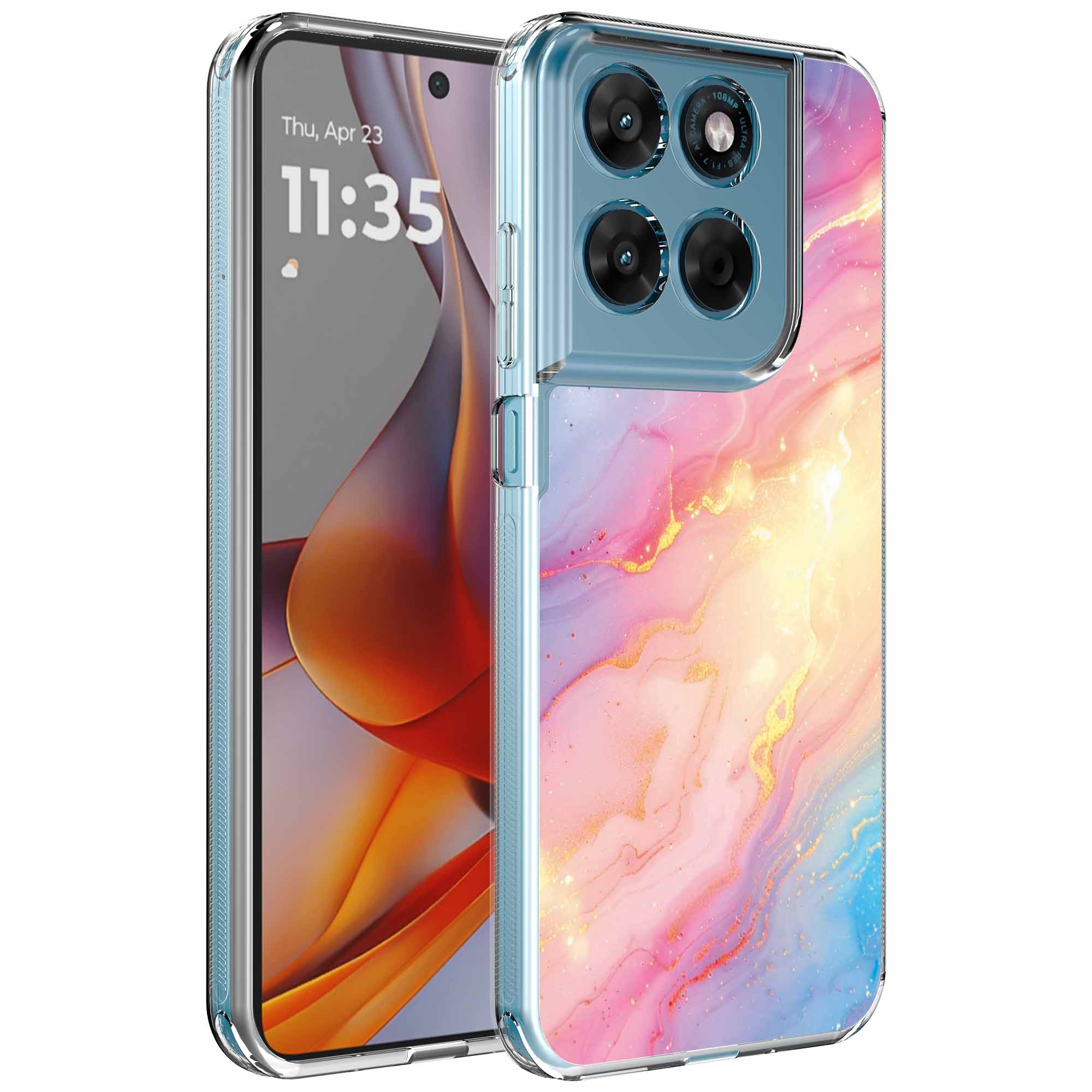 Glitter marmer opdruk_Motorola Moto G75 transparant telefoonhoesje (1)