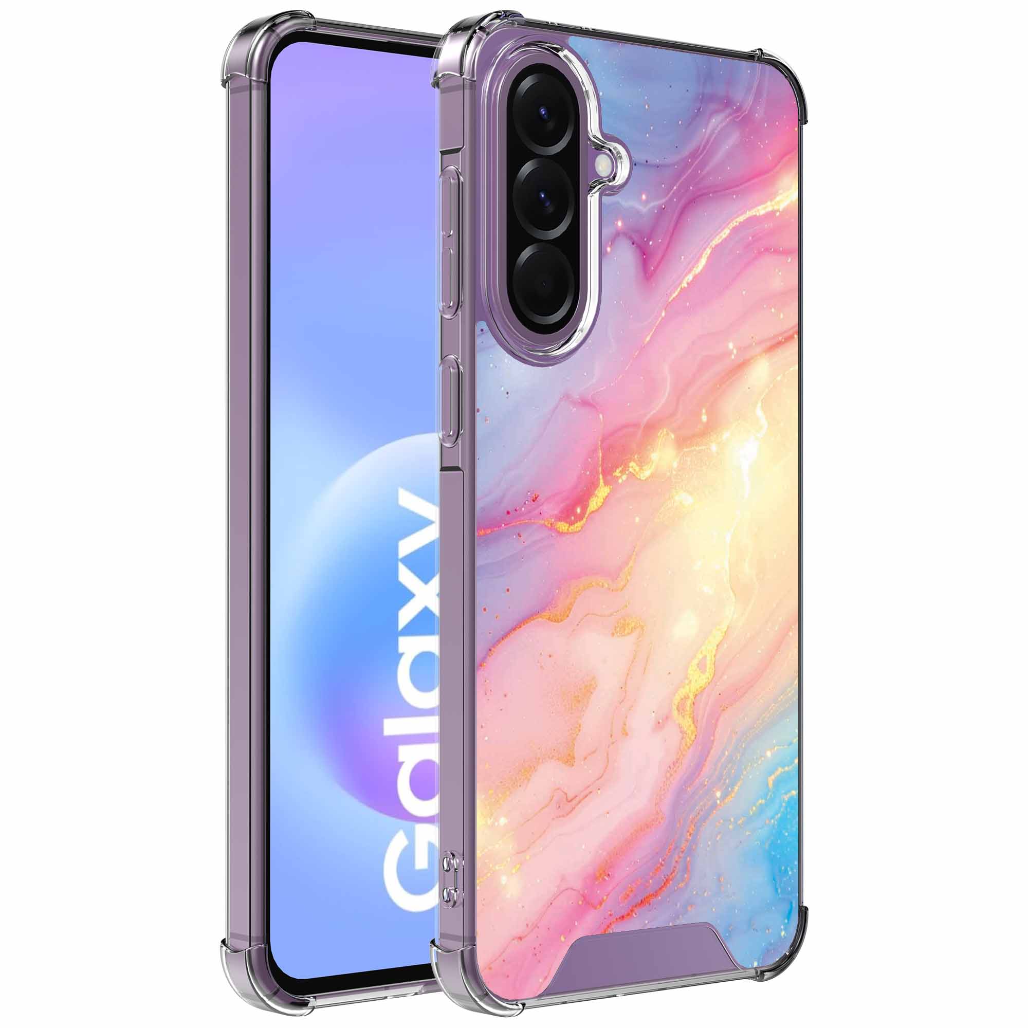 Glitter marmer opdruk_Samsung Galaxy A57 transparant telefoonhoesje (1)