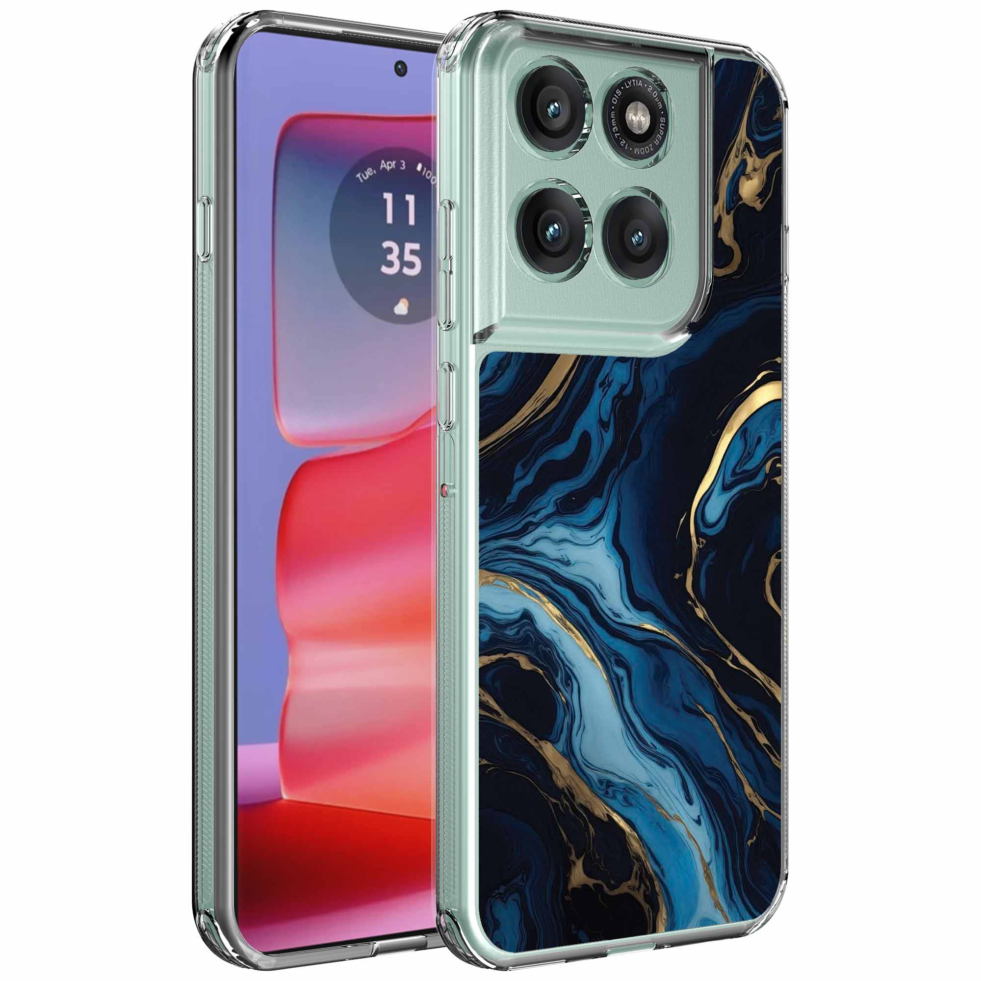 Goud blauw marmer opdruk_Motorola Edge 50 Pro transparant telefoonhoesje (1)