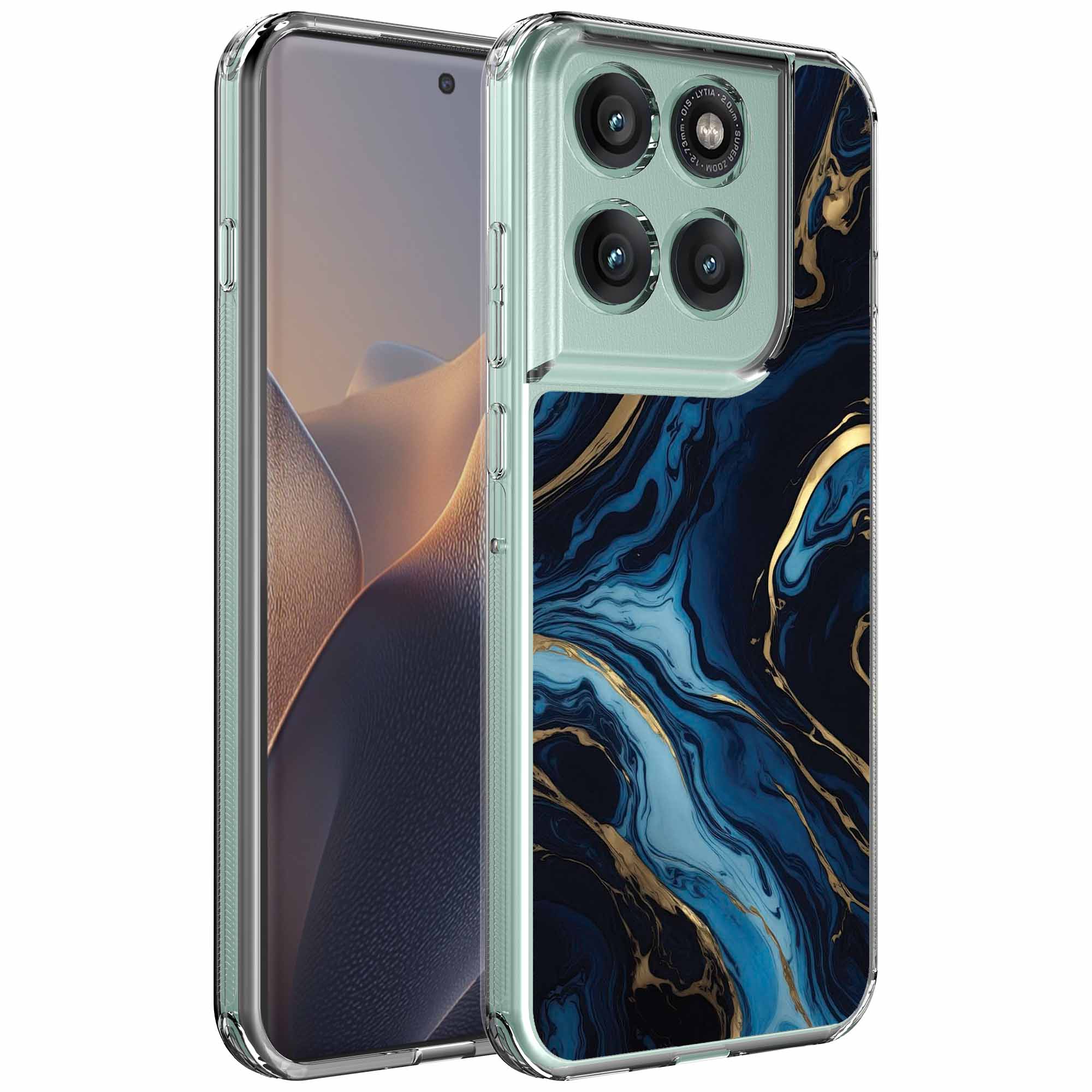 Goud blauw marmer opdruk_Motorola Edge 60 Fusion transparant telefoonhoesje (1)