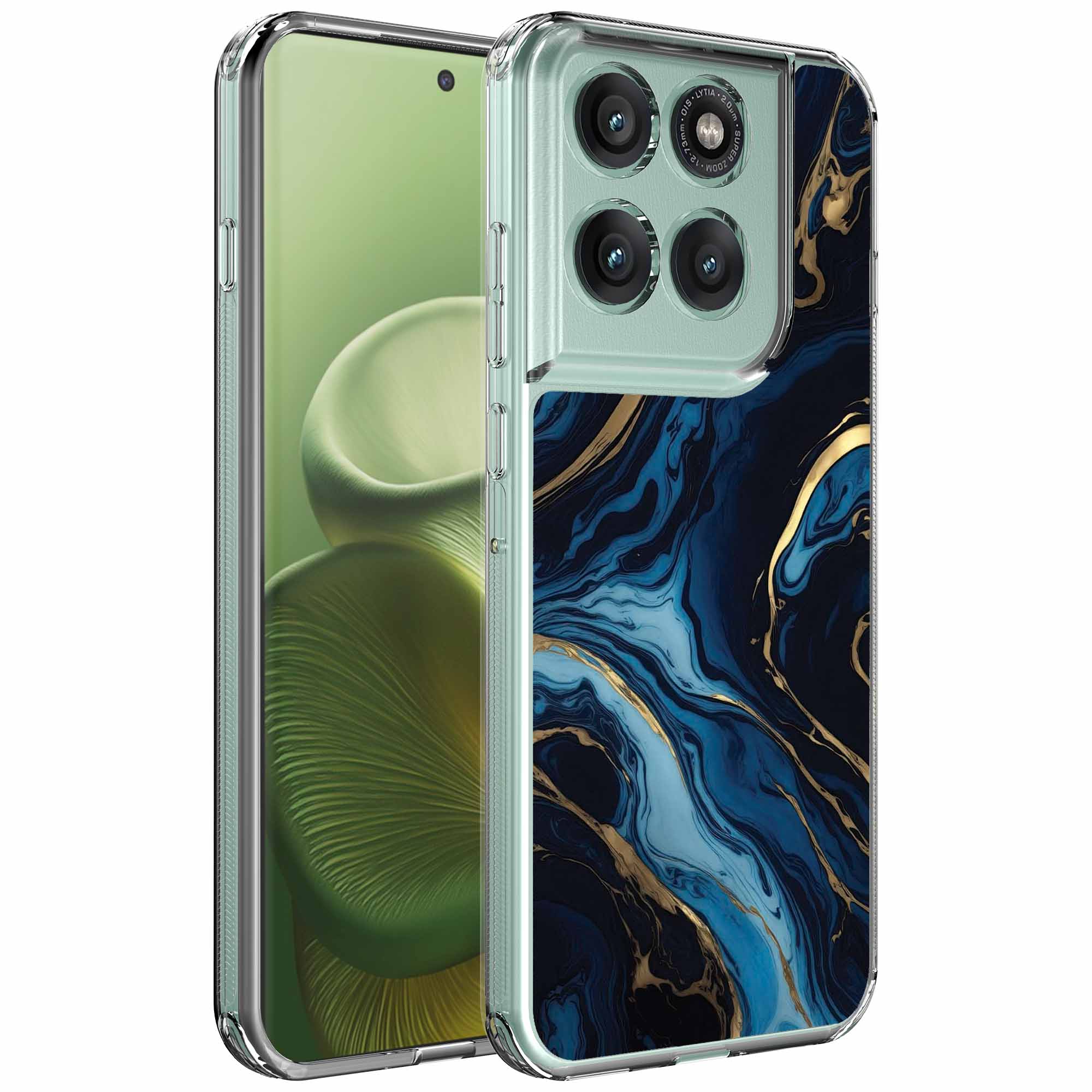 Goud blauw marmer opdruk_Motorola Edge 60 transparant telefoonhoesje (1)