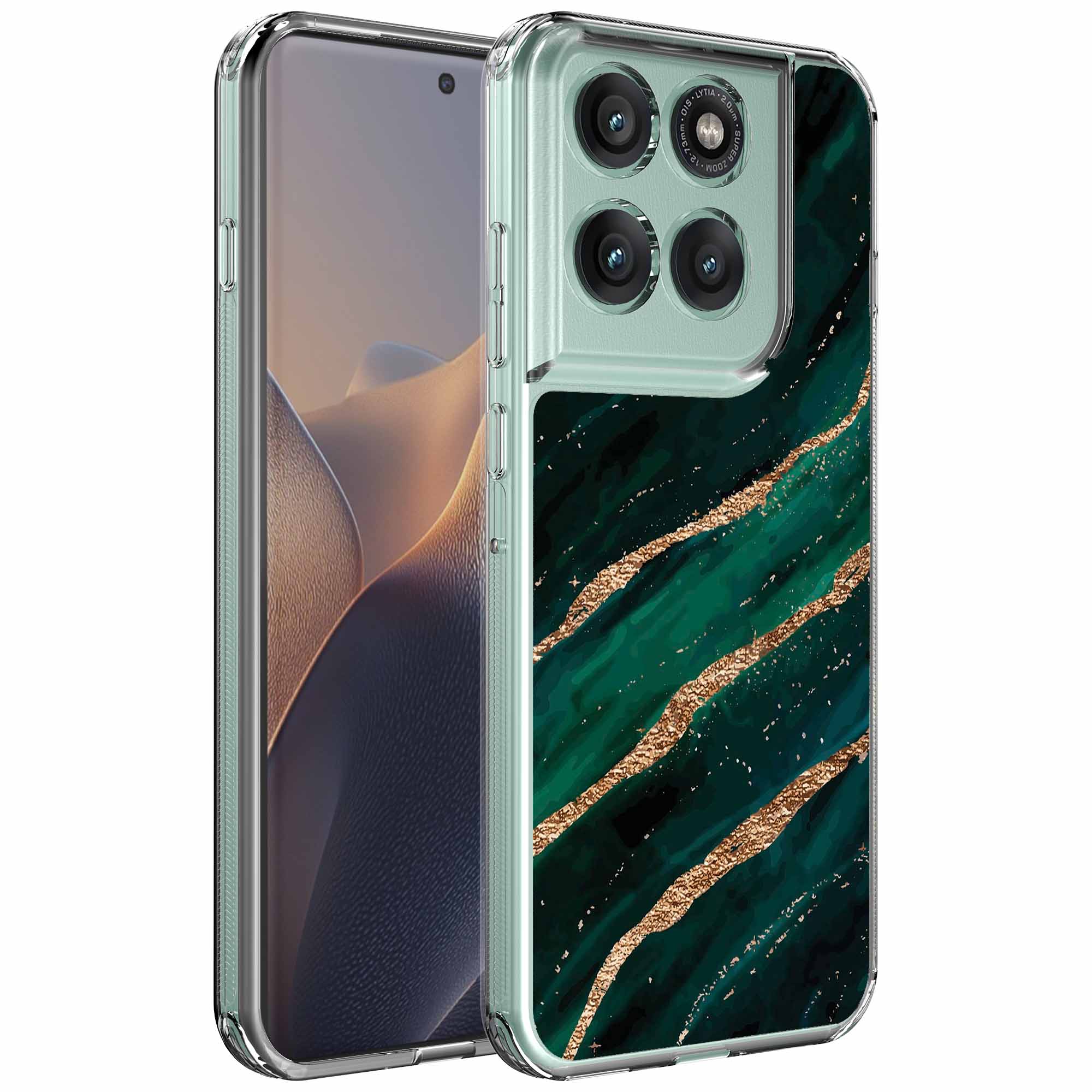 Goud groen marmer opdruk_Motorola Edge 60 Fusion transparant telefoonhoesje (1)