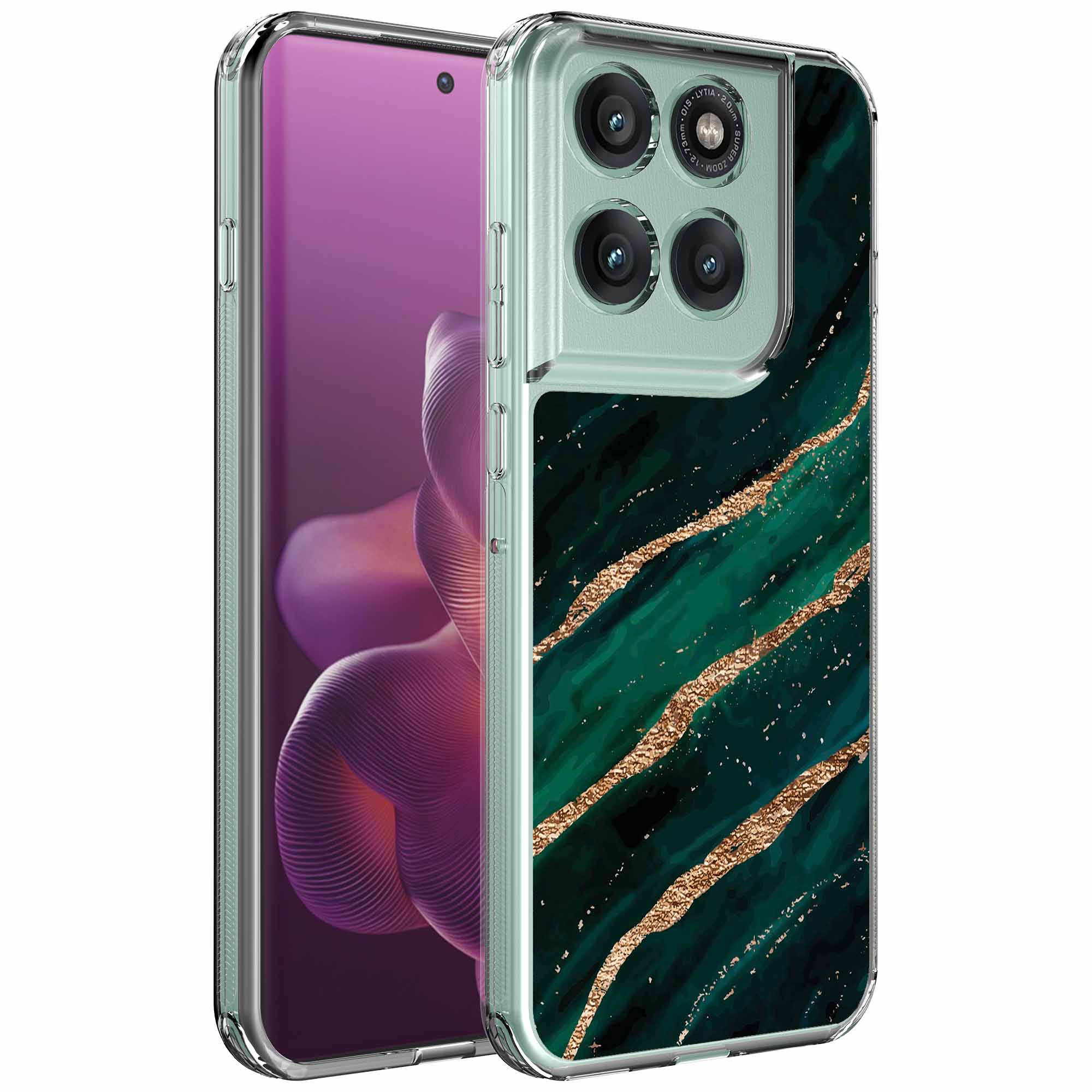 Goud groen marmer opdruk_Motorola Edge 60 Pro transparant telefoonhoesje (1)