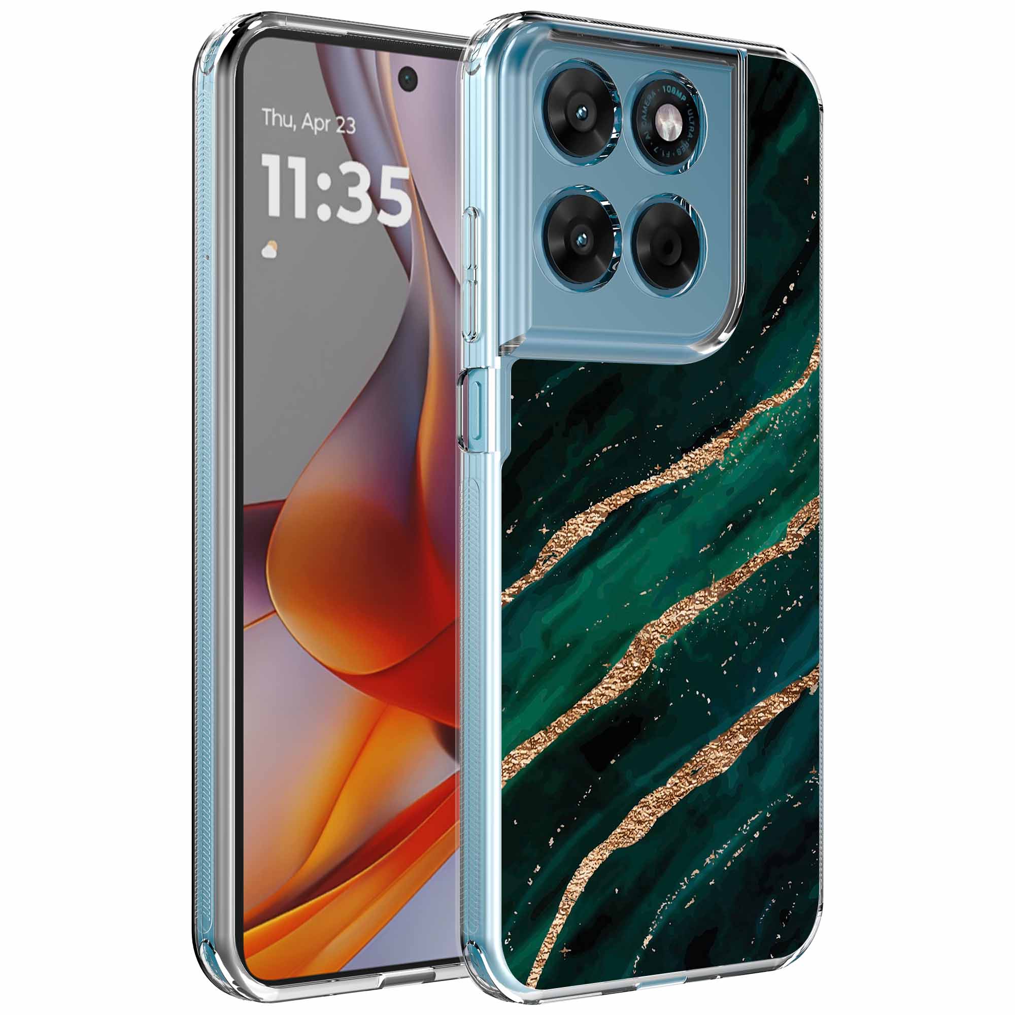 Goud groen marmer opdruk_Motorola Moto G75 transparant telefoonhoesje (1)