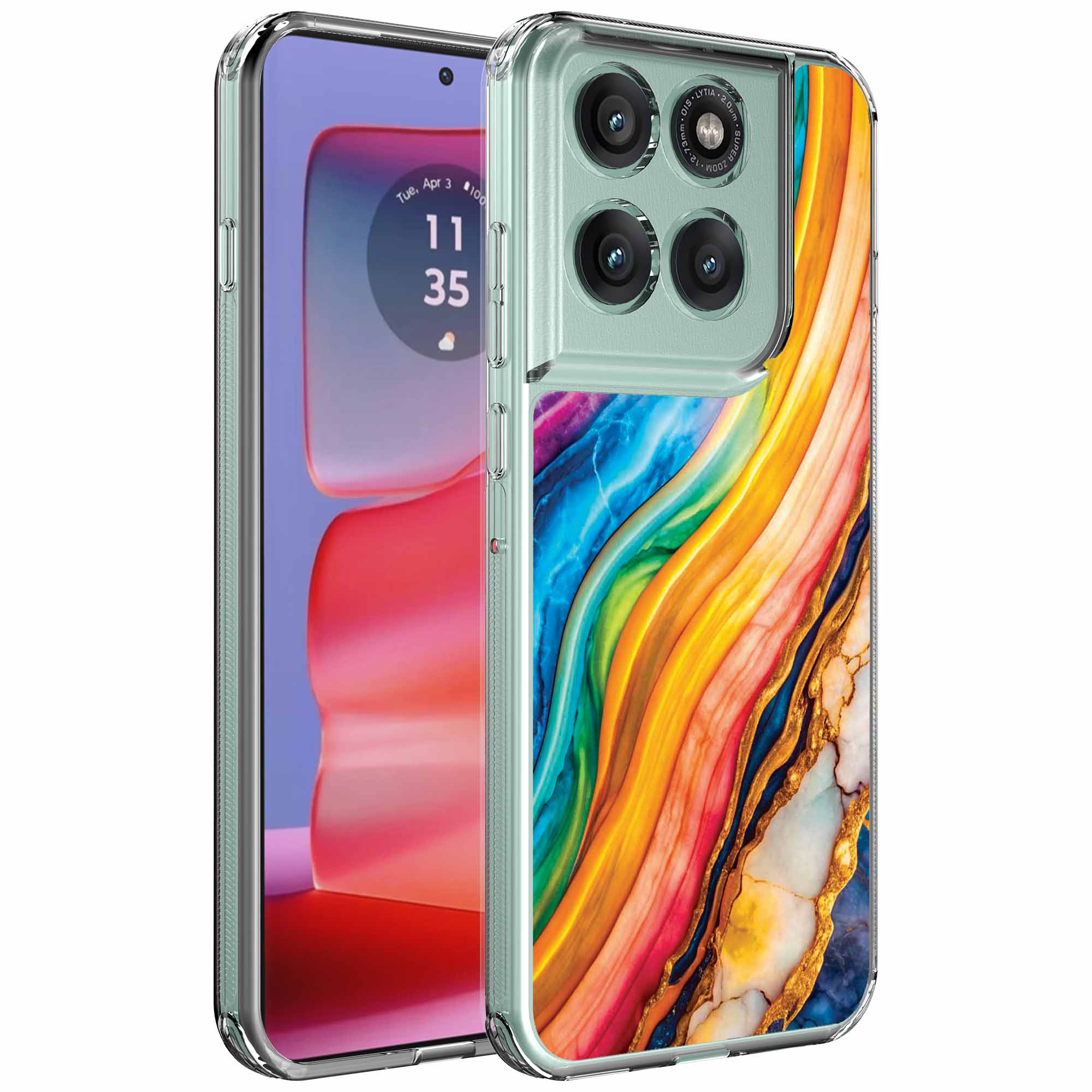 Goud regenboog marmer opdruk_Motorola Edge 50 Pro transparant telefoonhoesje (1)