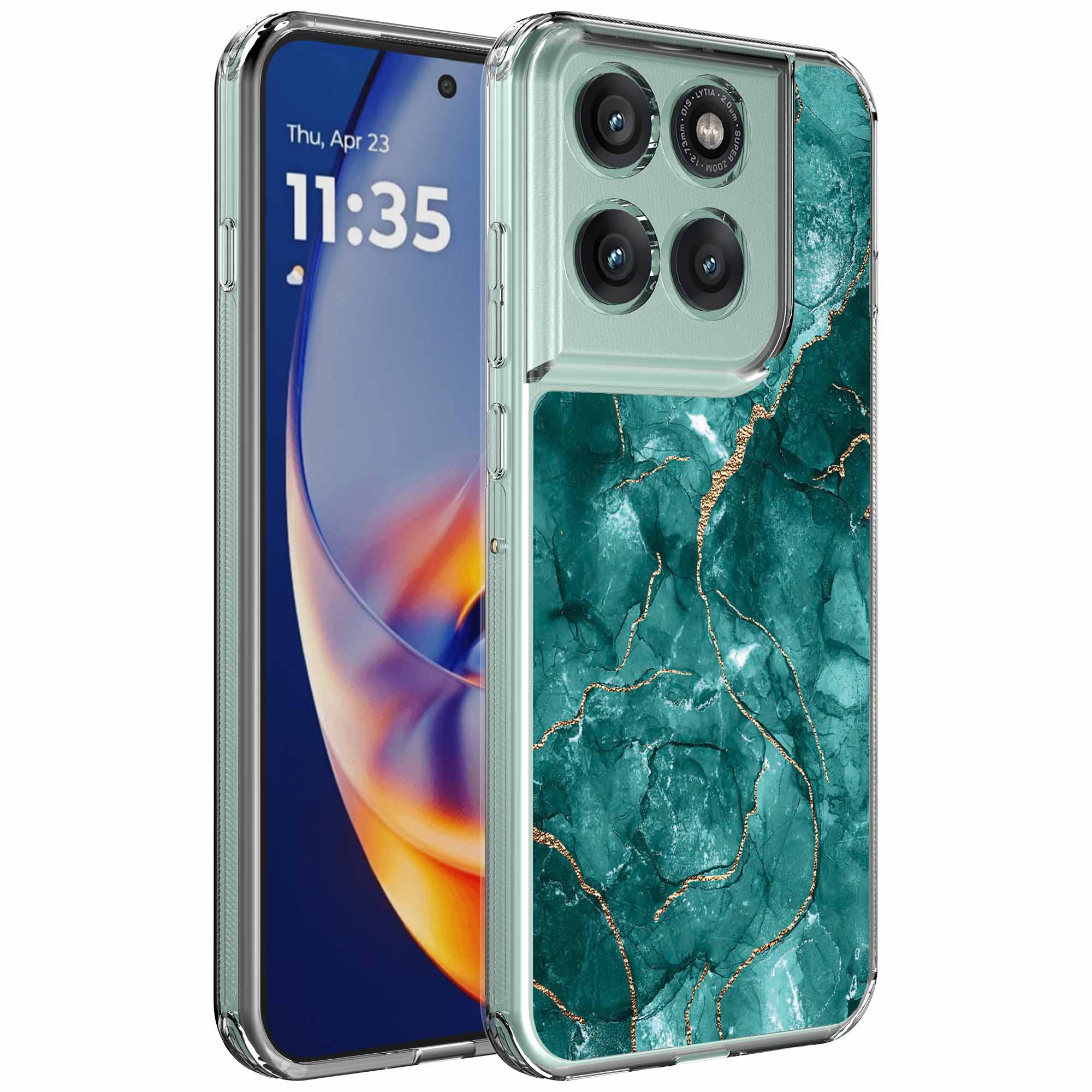 Groen goud marmer opdruk_Motorola Edge 50 Neo transparant telefoonhoesje (1)