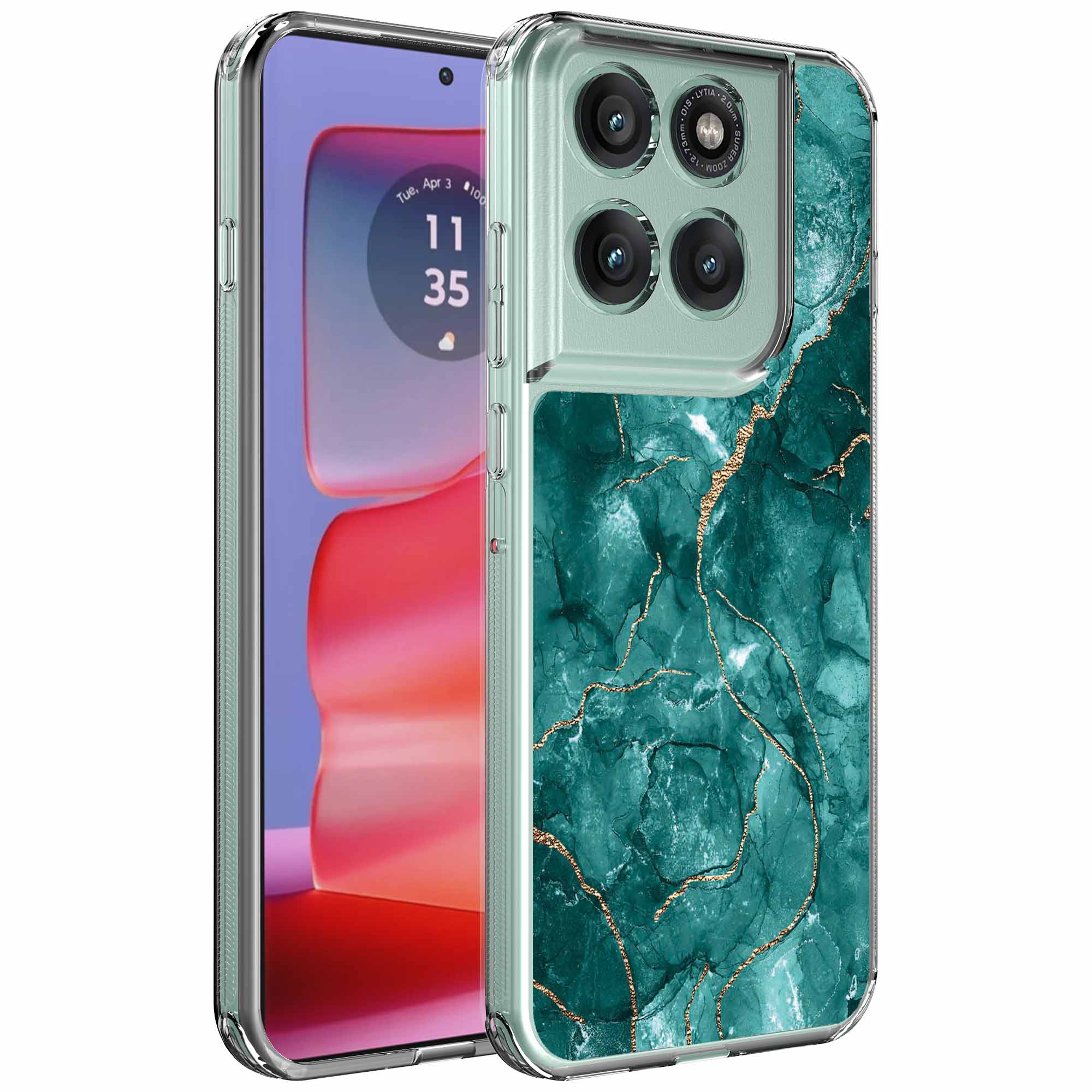 Groen goud marmer opdruk_Motorola Edge 50 Pro transparant telefoonhoesje (1)