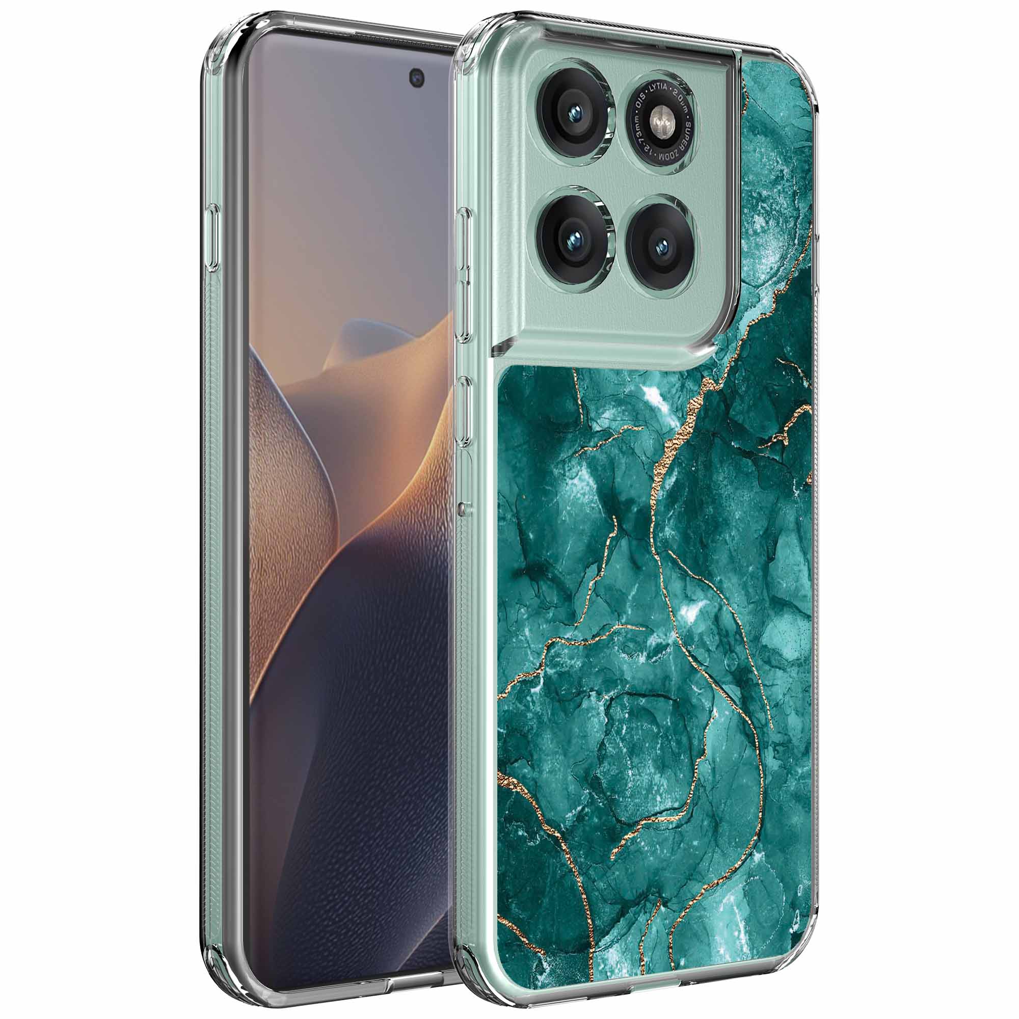 Groen goud marmer opdruk_Motorola Edge 60 Fusion transparant telefoonhoesje (1)