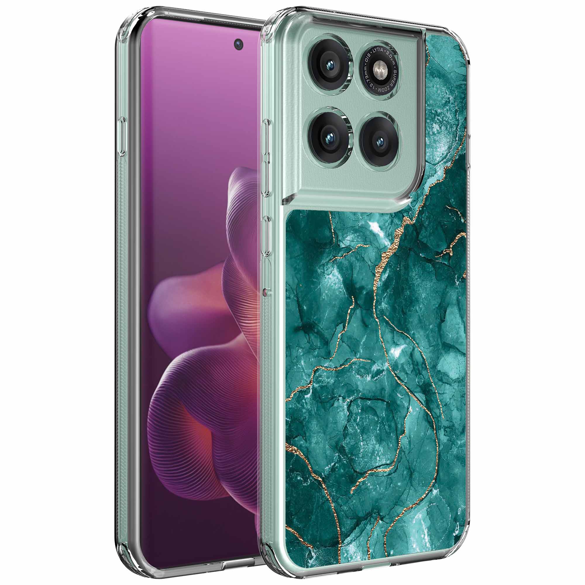 Groen goud marmer opdruk_Motorola Edge 60 Pro transparant telefoonhoesje (1)
