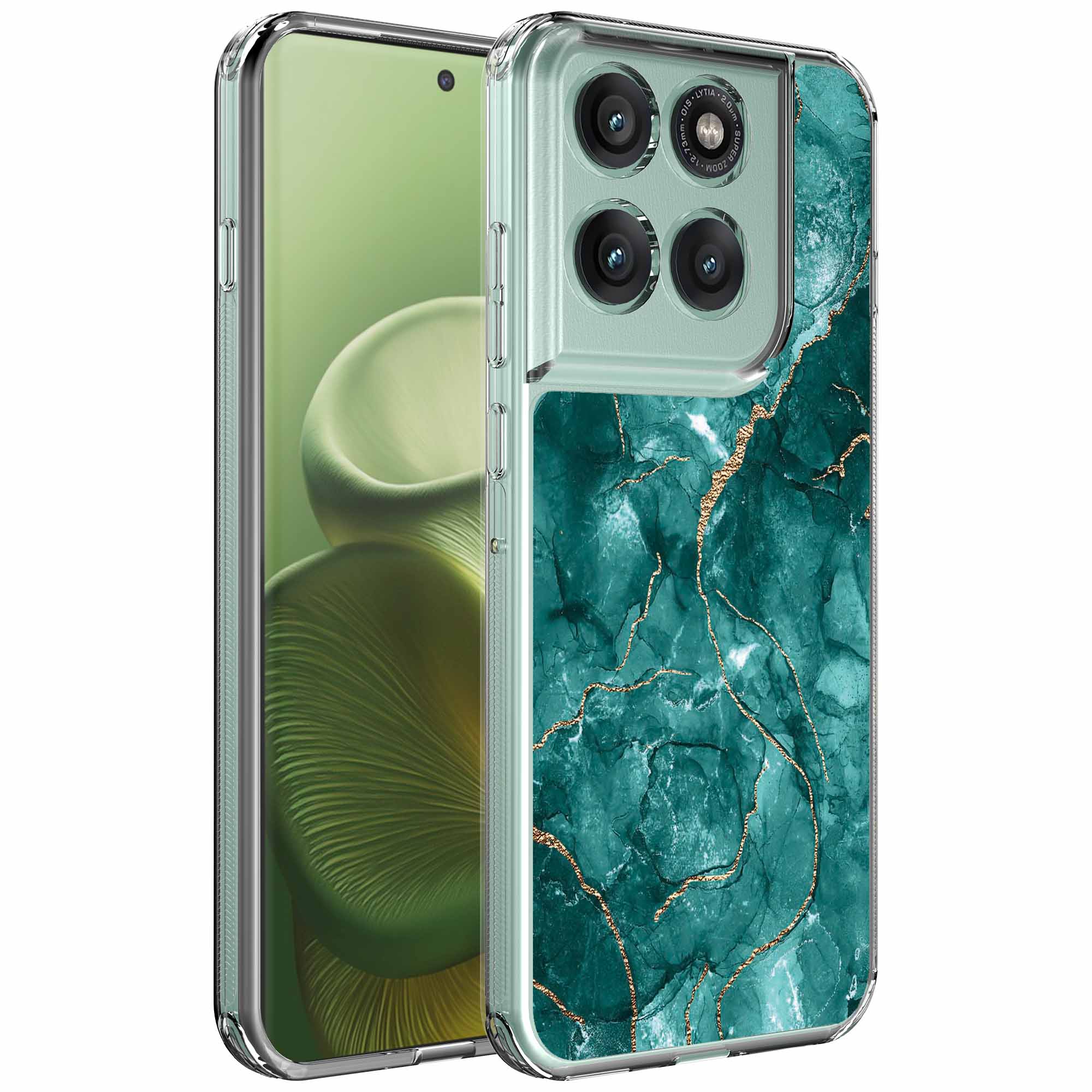 Groen goud marmer opdruk_Motorola Edge 60 transparant telefoonhoesje (1)