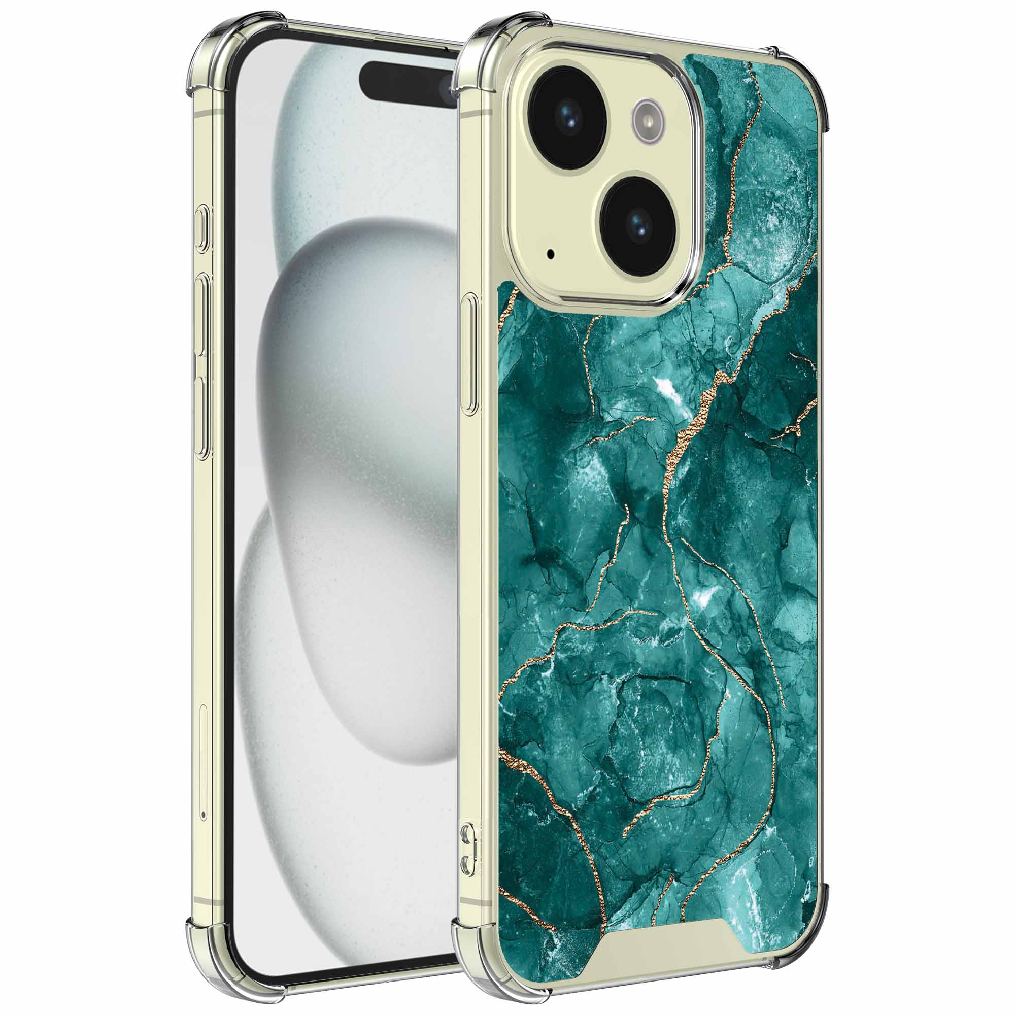 Groen goud marmer opdruk_iPhone 15 transparant telefoonhoesje (1)