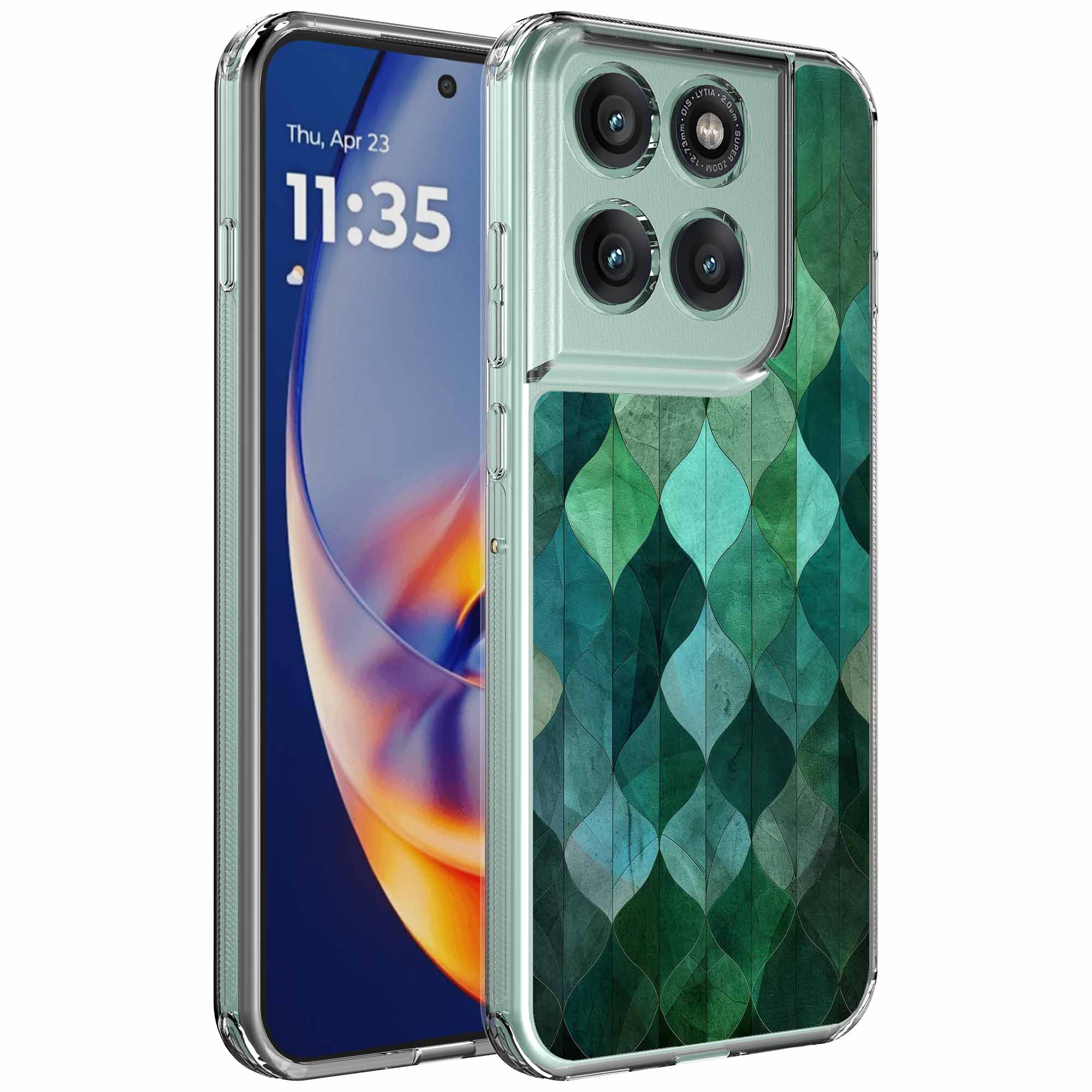 Groene bladeren opdruk_Motorola Edge 50 Neo transparant telefoonhoesje (1)