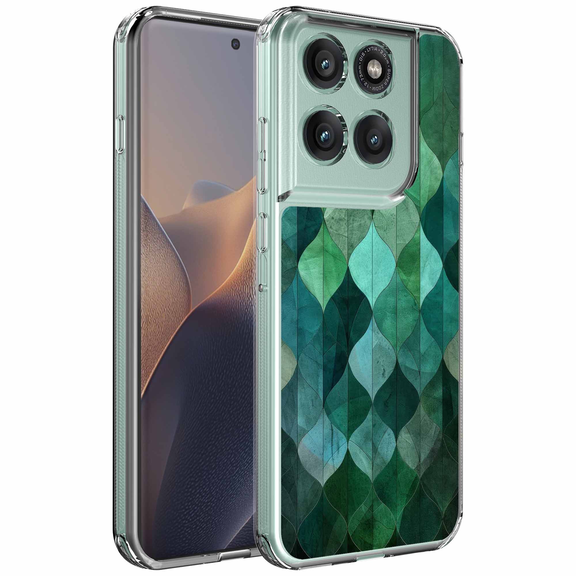 Groene bladeren opdruk_Motorola Edge 60 Fusion transparant telefoonhoesje (1)