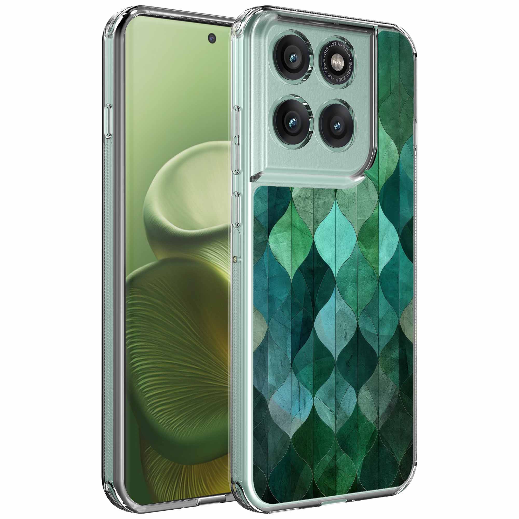 Groene bladeren opdruk_Motorola Edge 60 transparant telefoonhoesje (1)