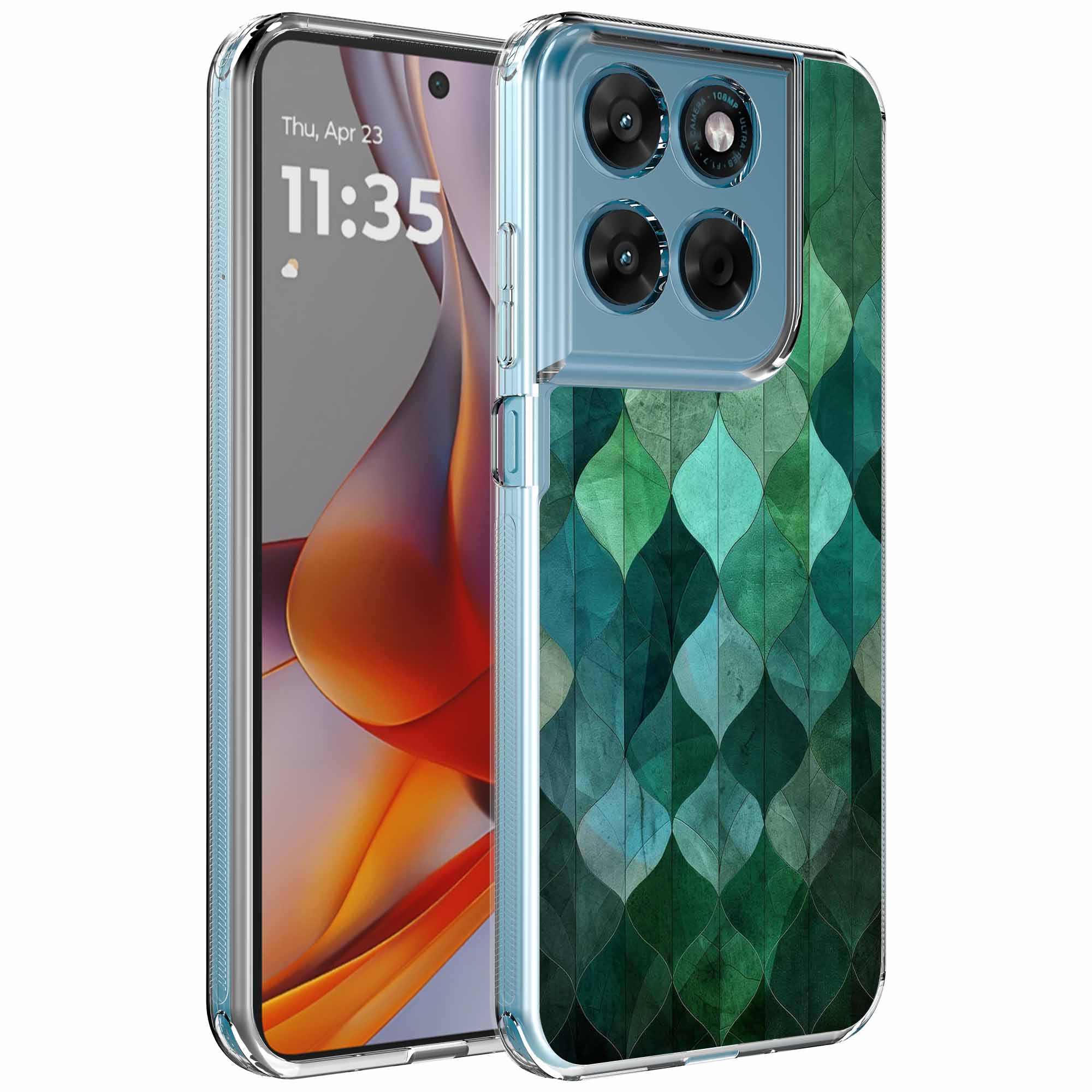 Groene bladeren opdruk_Motorola Moto G75 transparant telefoonhoesje (1)
